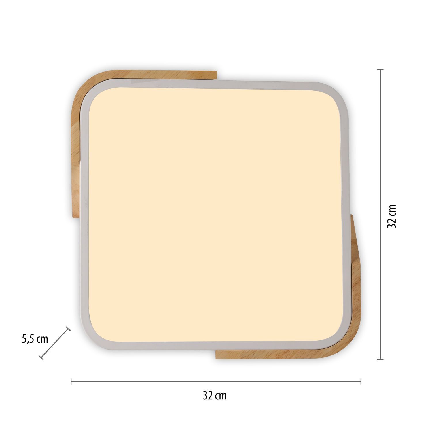 Plafonnier LED Bois L:32 cm Blanc Naturel 3000 K