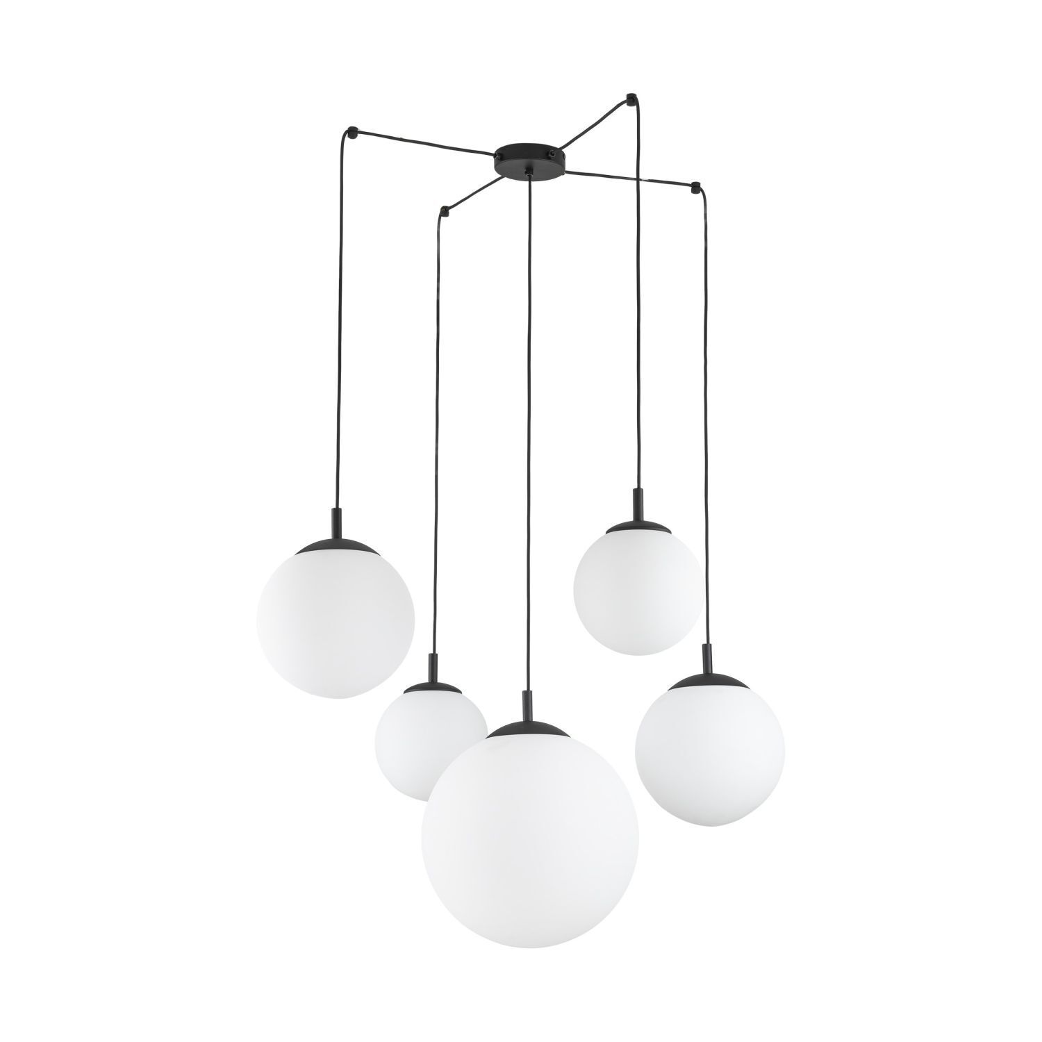 Suspension réglable L : max. 4 m verre métal 5x E27 Lampe, Kronleuchter