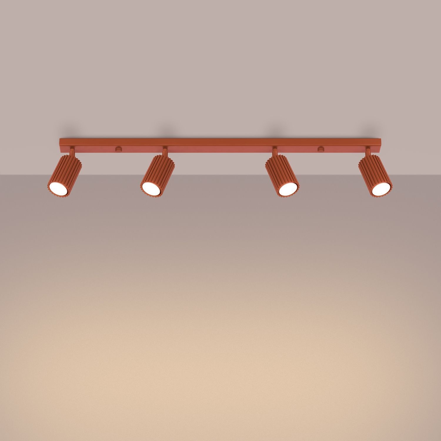Projecteur de plafond à 4 flammes, longueur 81 cm, orientable GU10 rouge