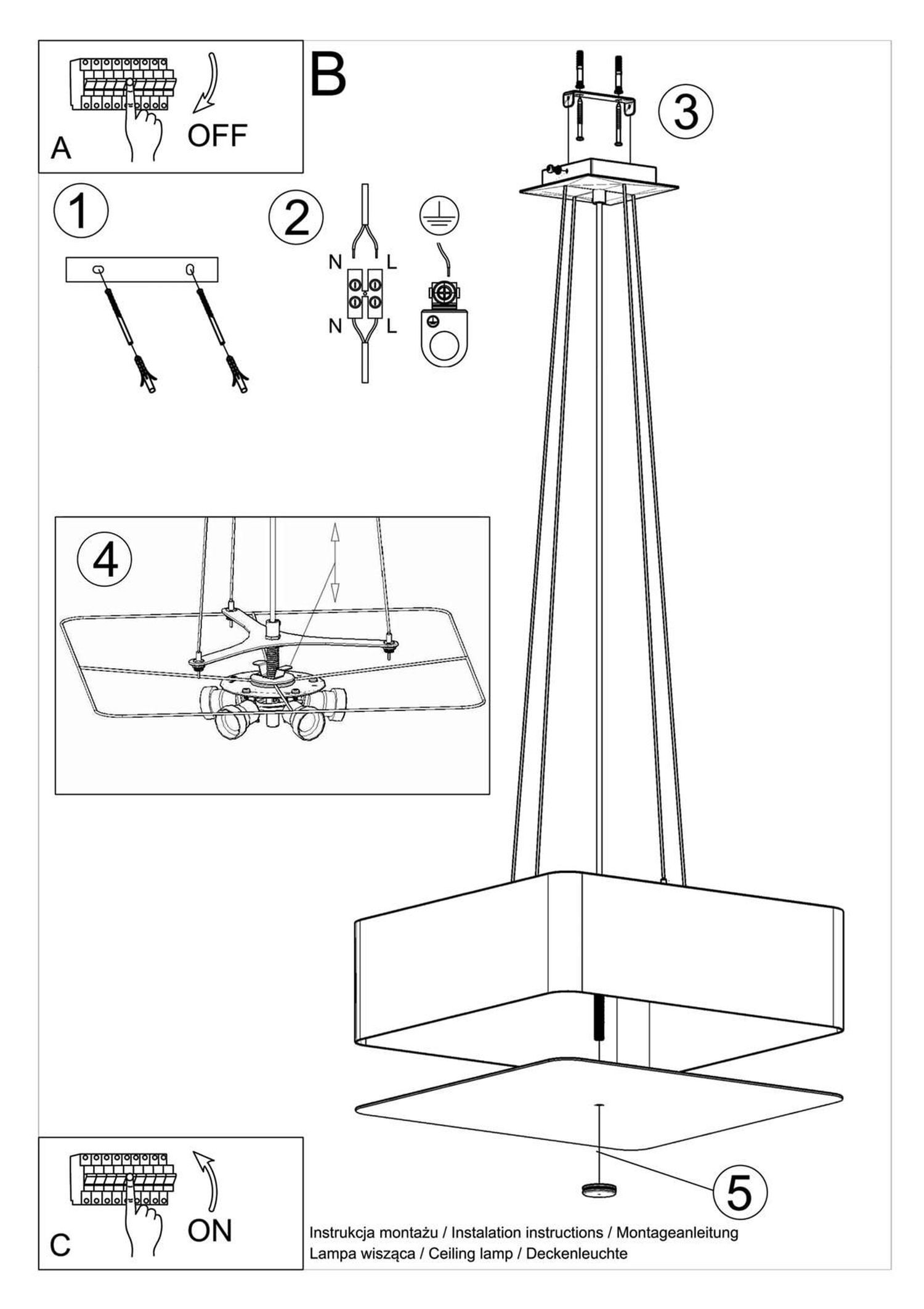 Lampe à suspendre Tissu Verre Blanc Carré Moderne faible éblouissement