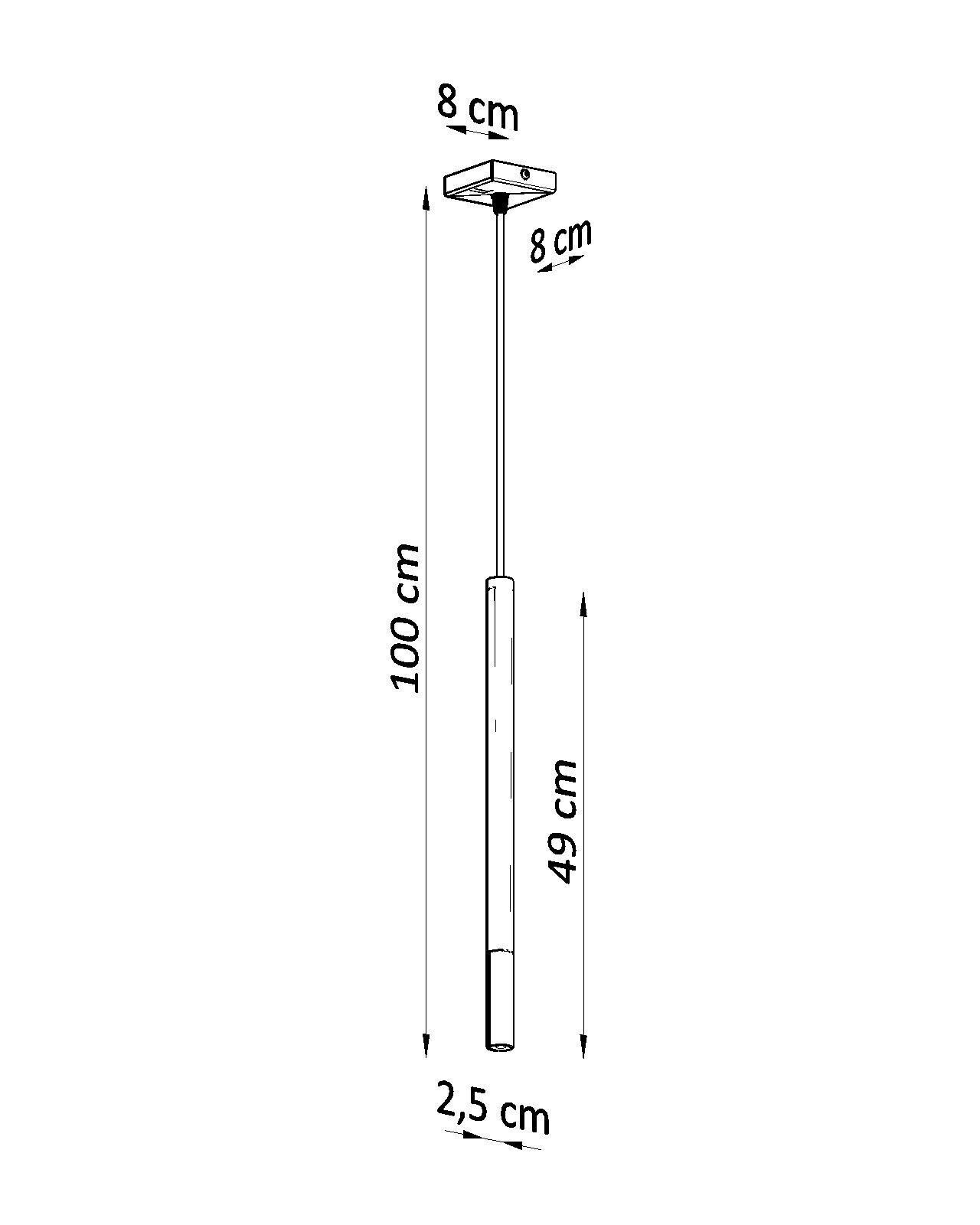 Lampe à suspendre métal noir chrome Ø 2,5 cm cylindre étroit