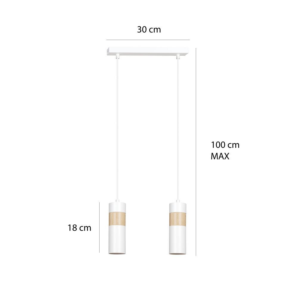 Lampe à suspendre Scandinave Métal Bois Blanc 3x GU10