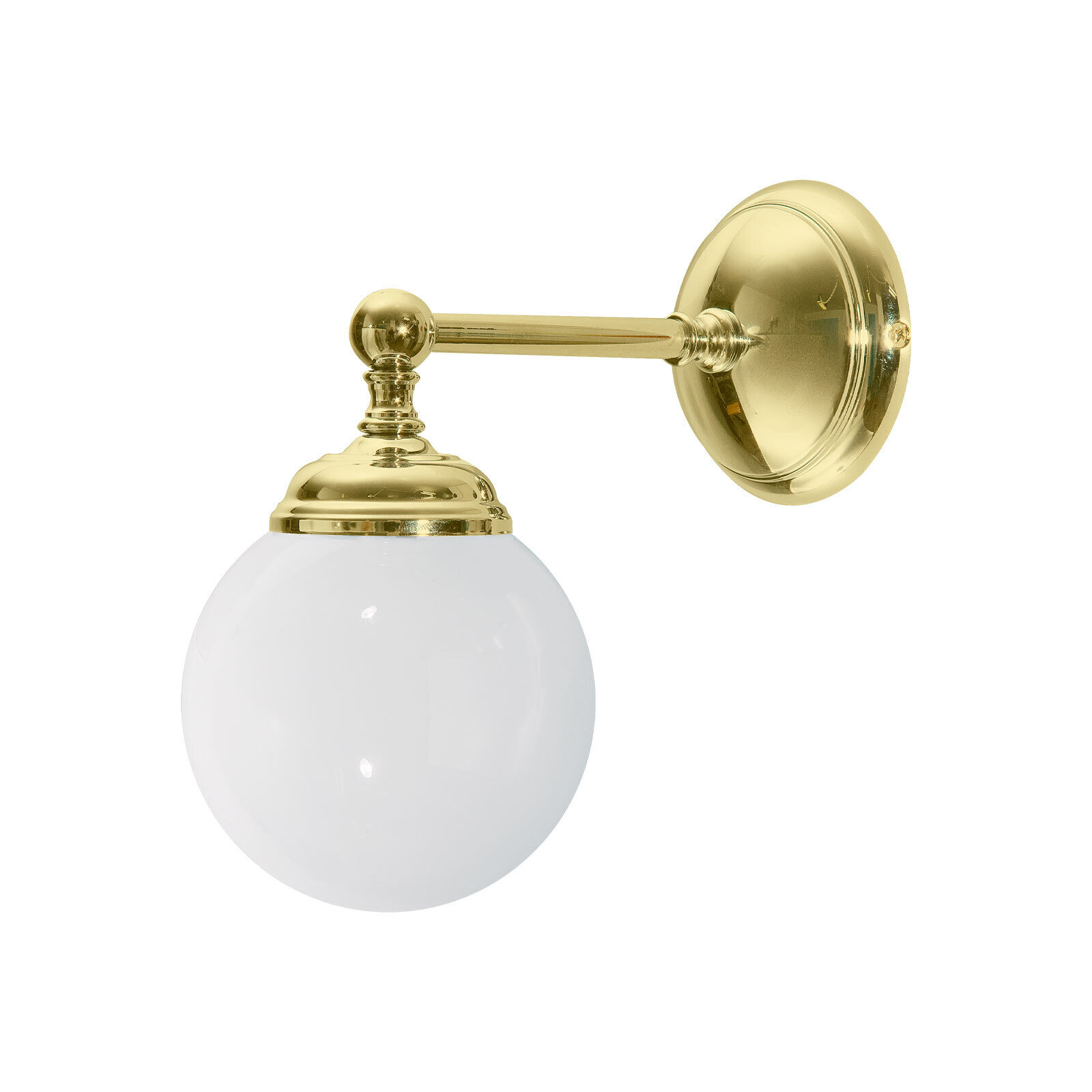 Applique salle de bain L : 12 cm Abat-jour sphérique verre laiton E14