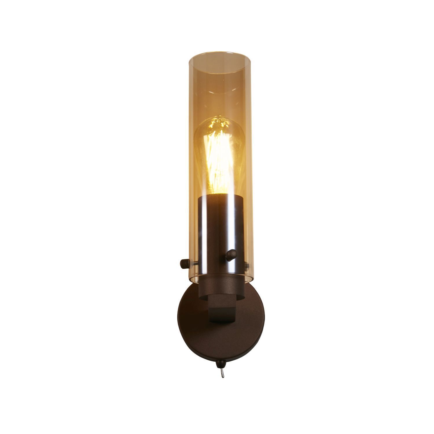 Applique avec interrupteur métal verre E27 moka ambre Leuchte, Lampe, Licht