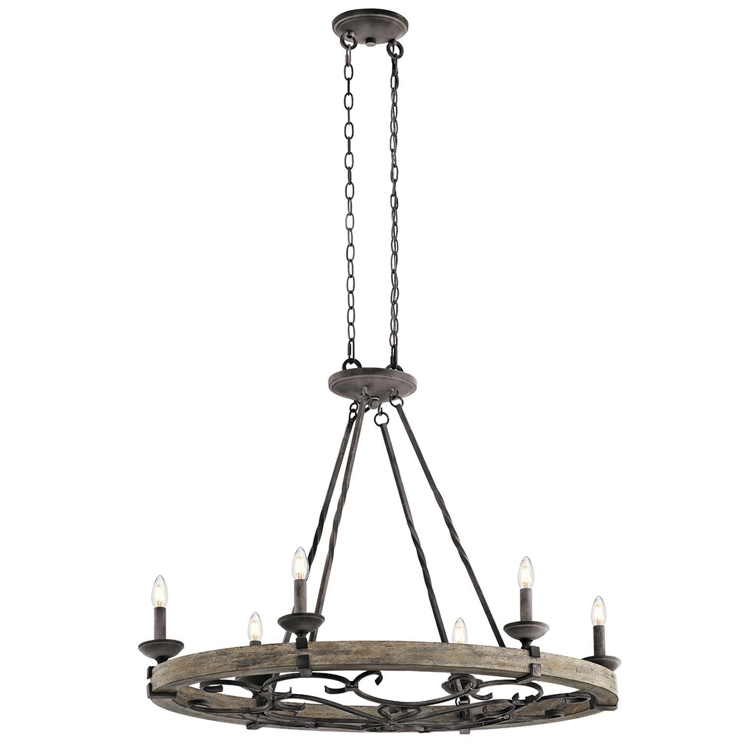 Lustre CAMELOT 8 en zinc bois Ø91cm Lampe