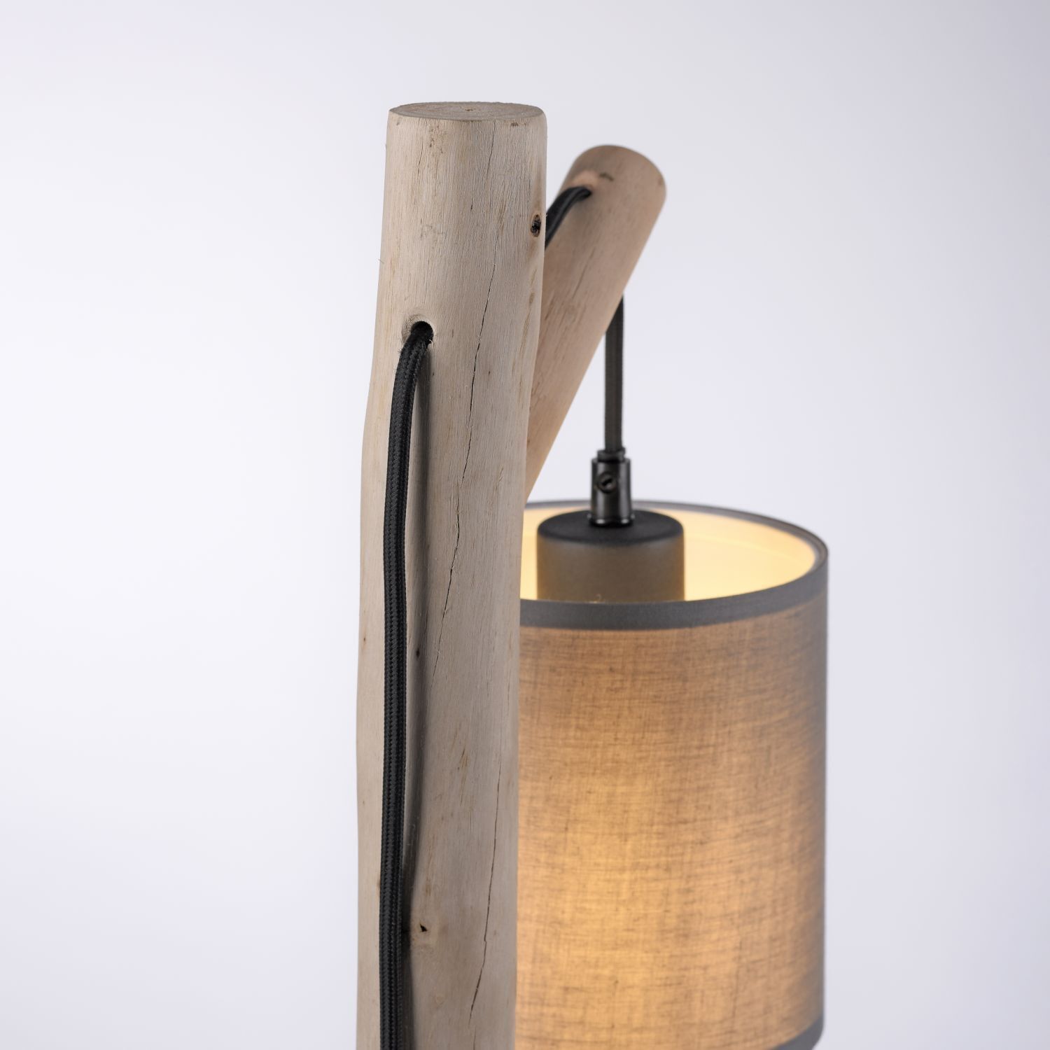 Lampe de table confortable Abat-jour en tissu Bois H:52,5 cm