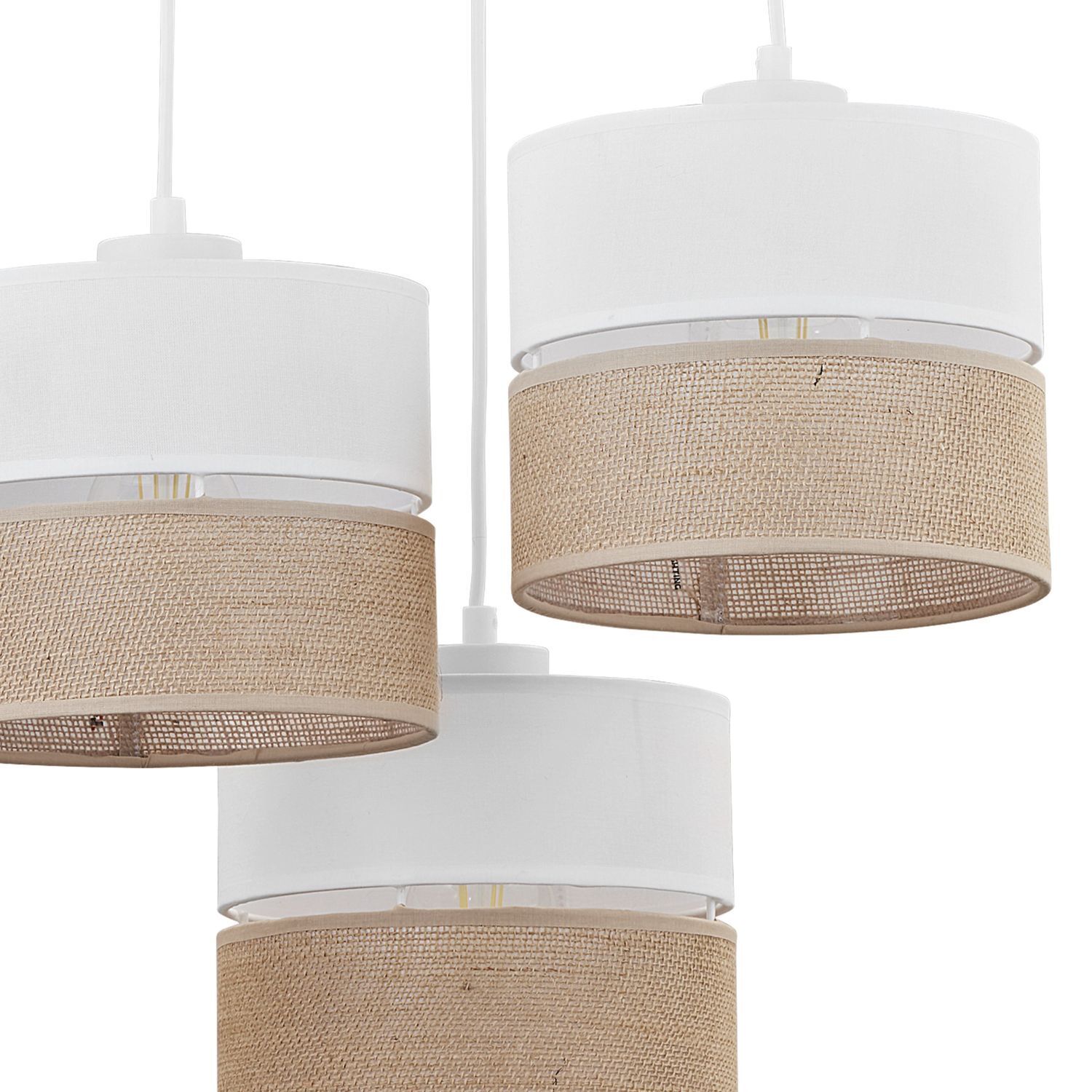 Suspension 3 flammes tissu jute Boho E27 Moderne