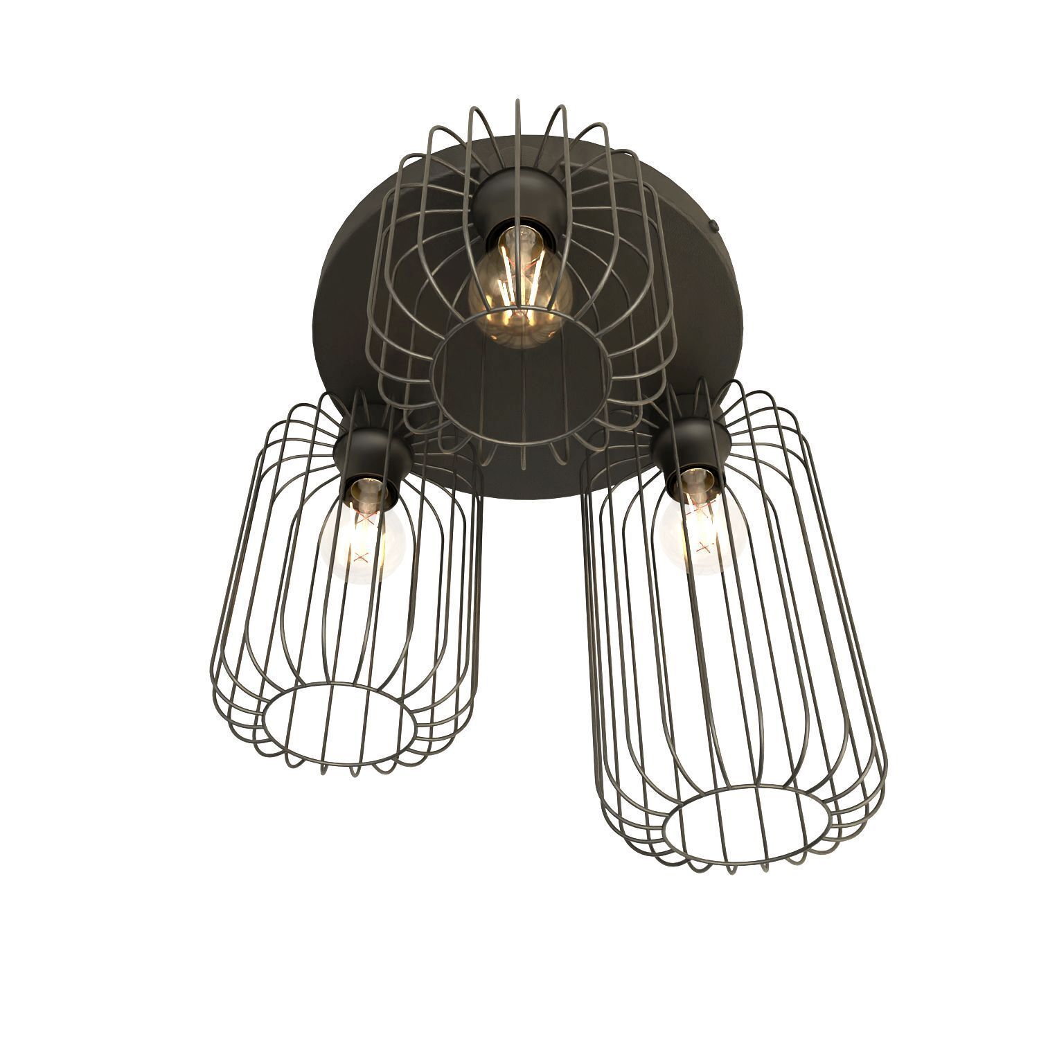 Plafonnier filaire Retro noir métal E27 60 cm de long