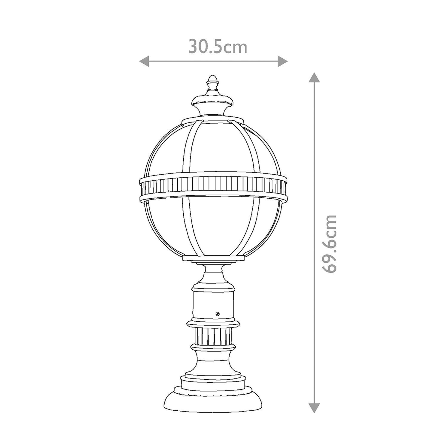 Luminaire de socle extérieur E14 IP44 69,6 cm de haut Abat-jour sphérique Vintage Lampe