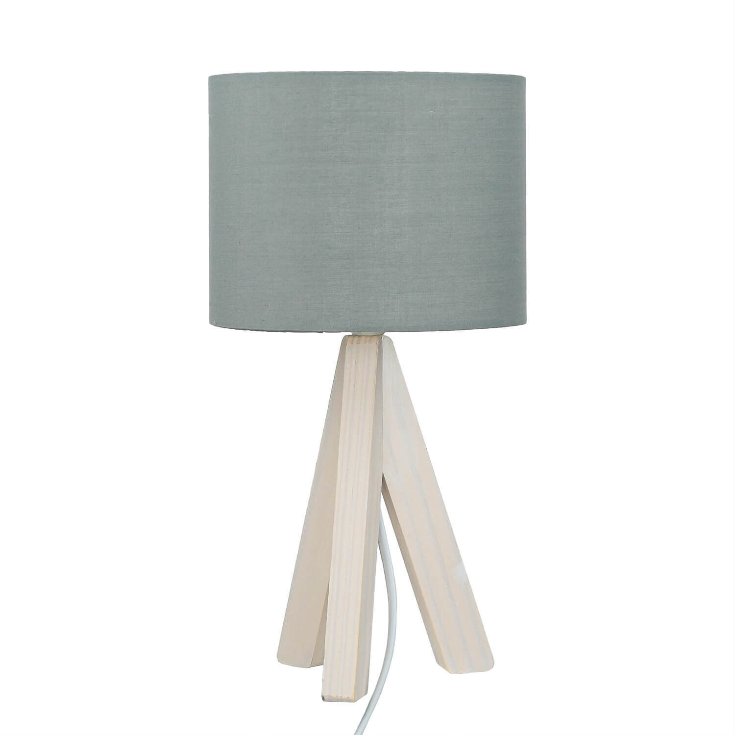 Noble lampe de table en bois Abat-jour en tissu gris 31cm Ø17cm Lampe, Tischlampe, Lampenschirm