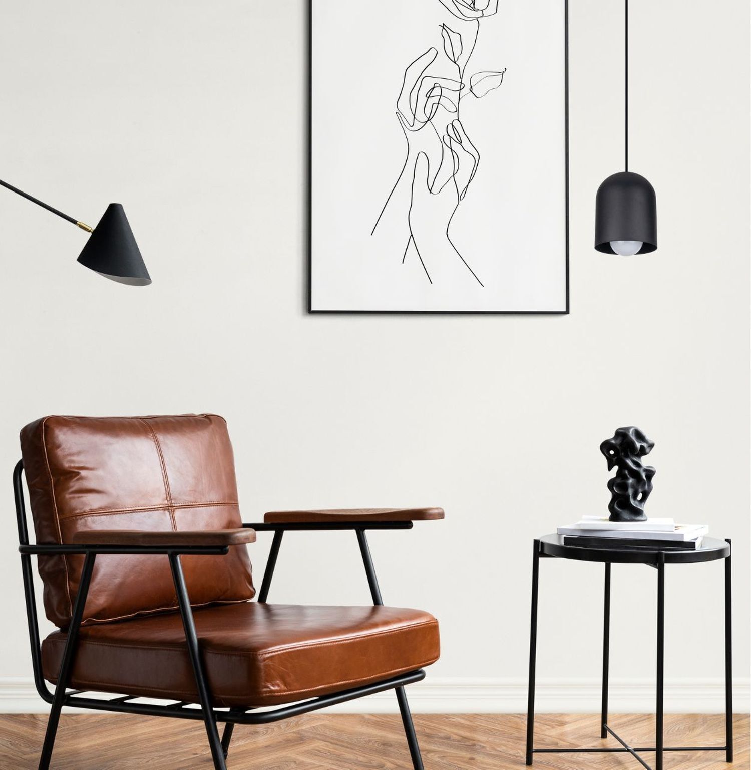 Suspension ronde métal noir E27 Ø11 cm Loft