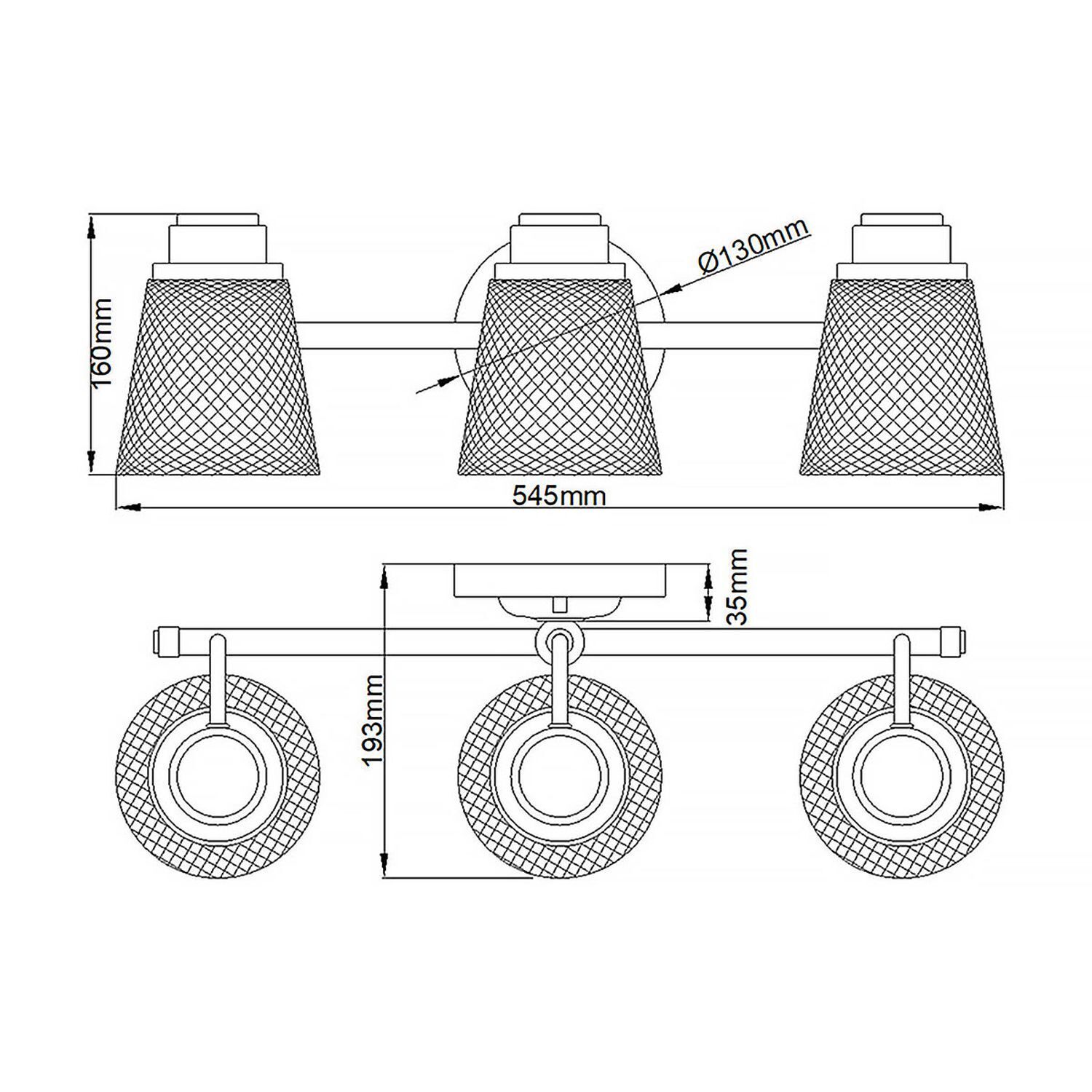 Luminaire de salle de bain mural IP44 54,5 cm de large avec 3x G9 LED