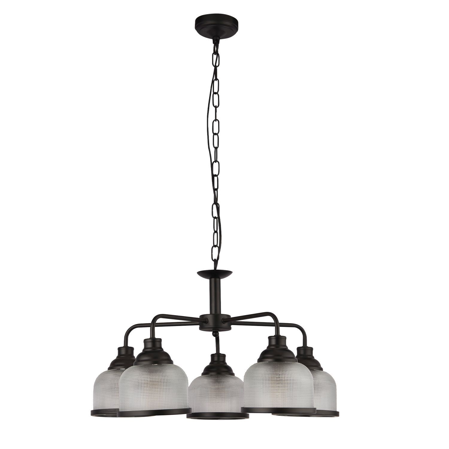 Suspension métal verre Ø 58 cm noir clair vintage