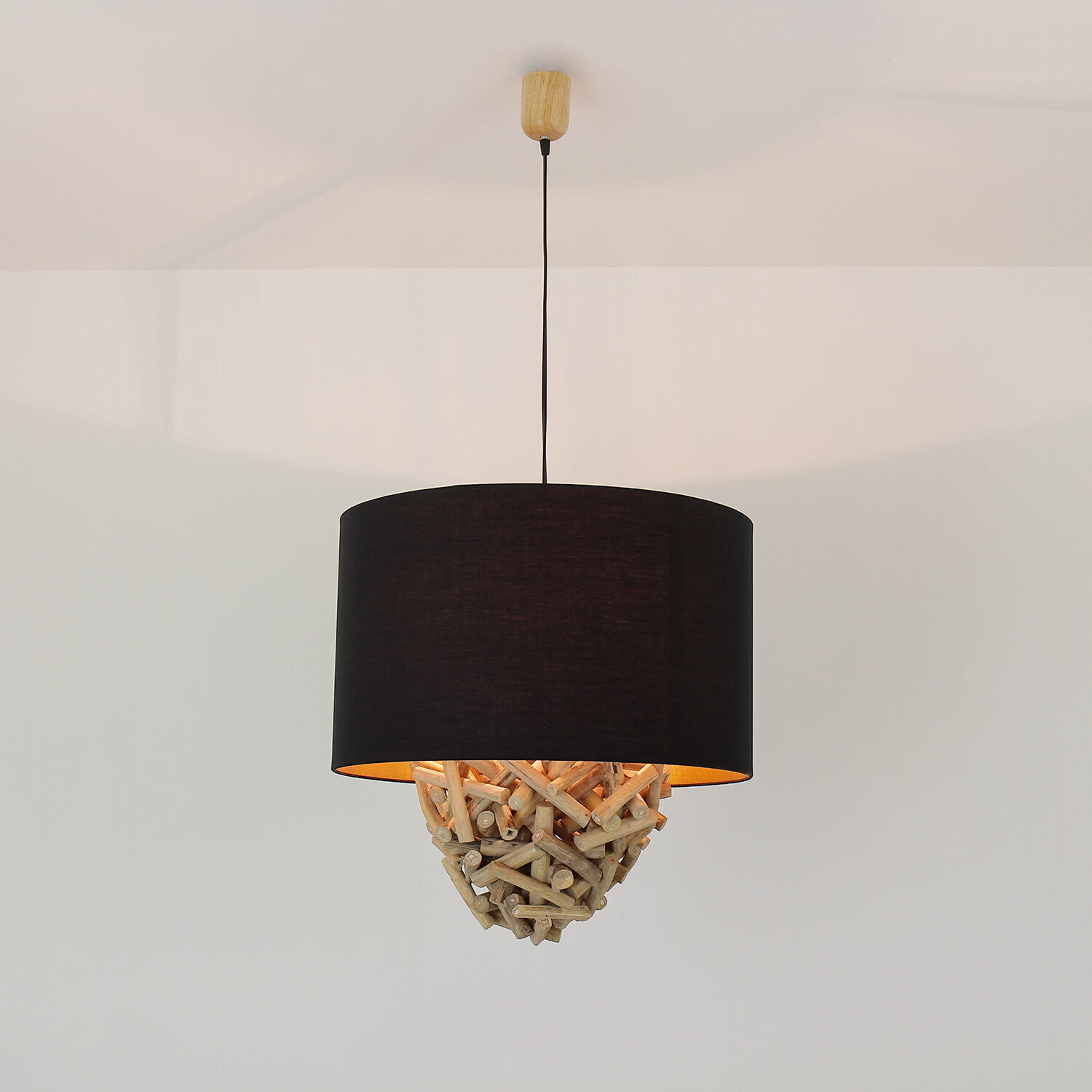 Suspension bois flotté tissu artisanat pièce unique PATTANI Suspension bois flotté tissu artisanat pièce unique PATTANI