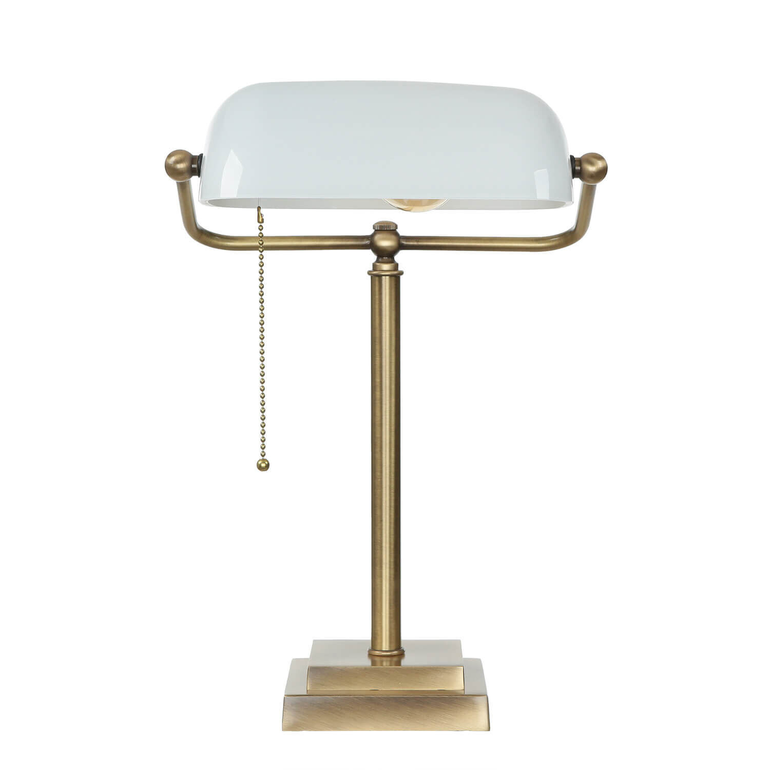 Lampe de banquier design en bronze clair blanc laiton véritable Lampe, Tischlampe