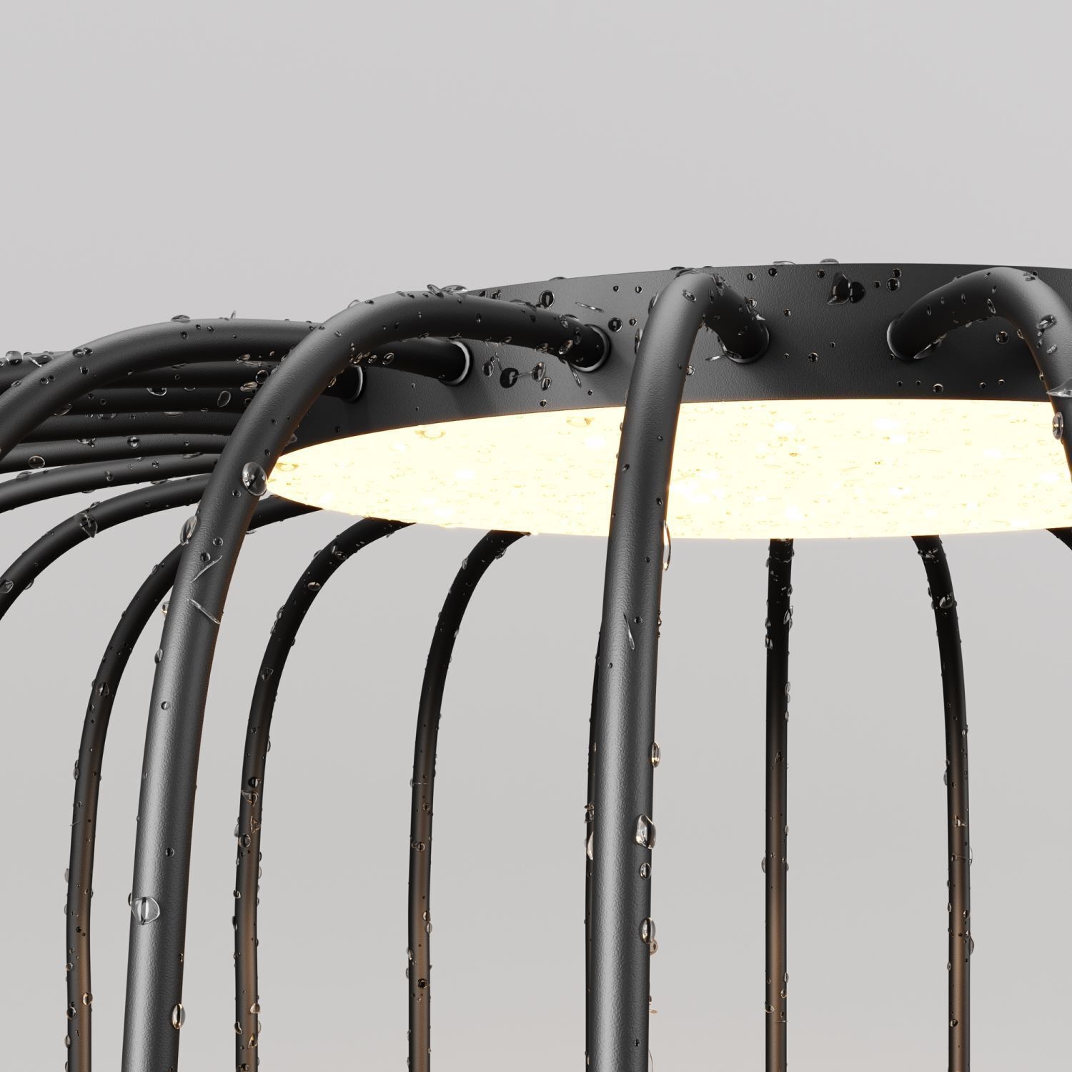 LED Wegeleuchte Edelstahl Graphit IP65 65 cm 3000 K Sitzgelegenheit, Lampe, Metall, Käfig, Glas-Tropfen