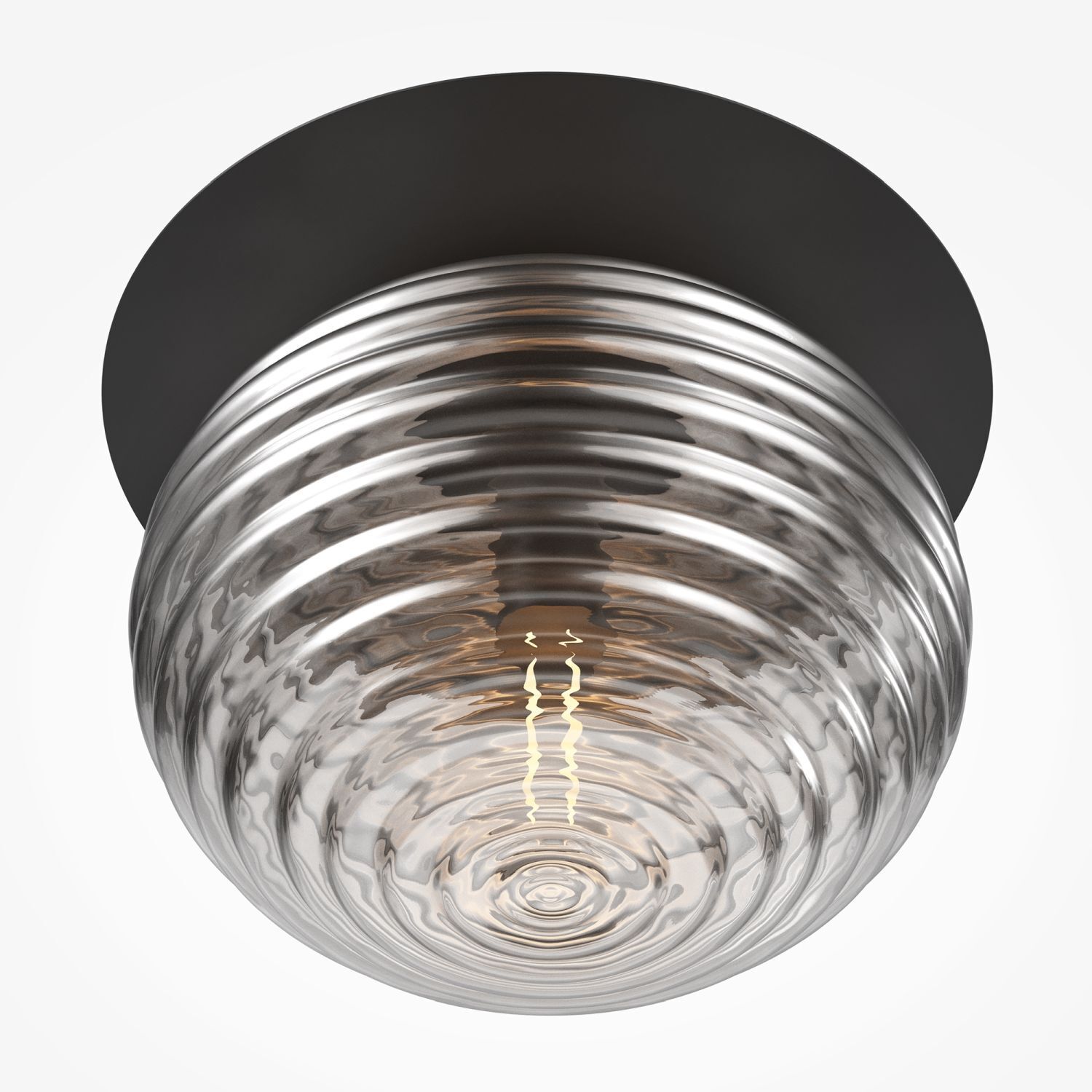 Plafonnier métal verre fumé Ø 35 cm rond E27 Moderne