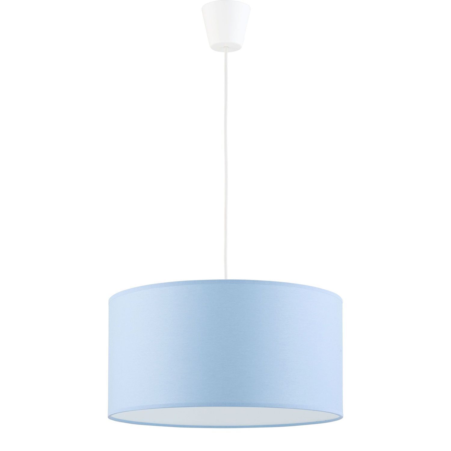 haengeleuchte-pendelleuchte-haengelampe-rondo-1-flammig-weiss-blau-fuer-kinder-387-1 Pendelleuchte, Lichtquelle, Deckenlampe, blauer Lampenschirm, Stoffschirm