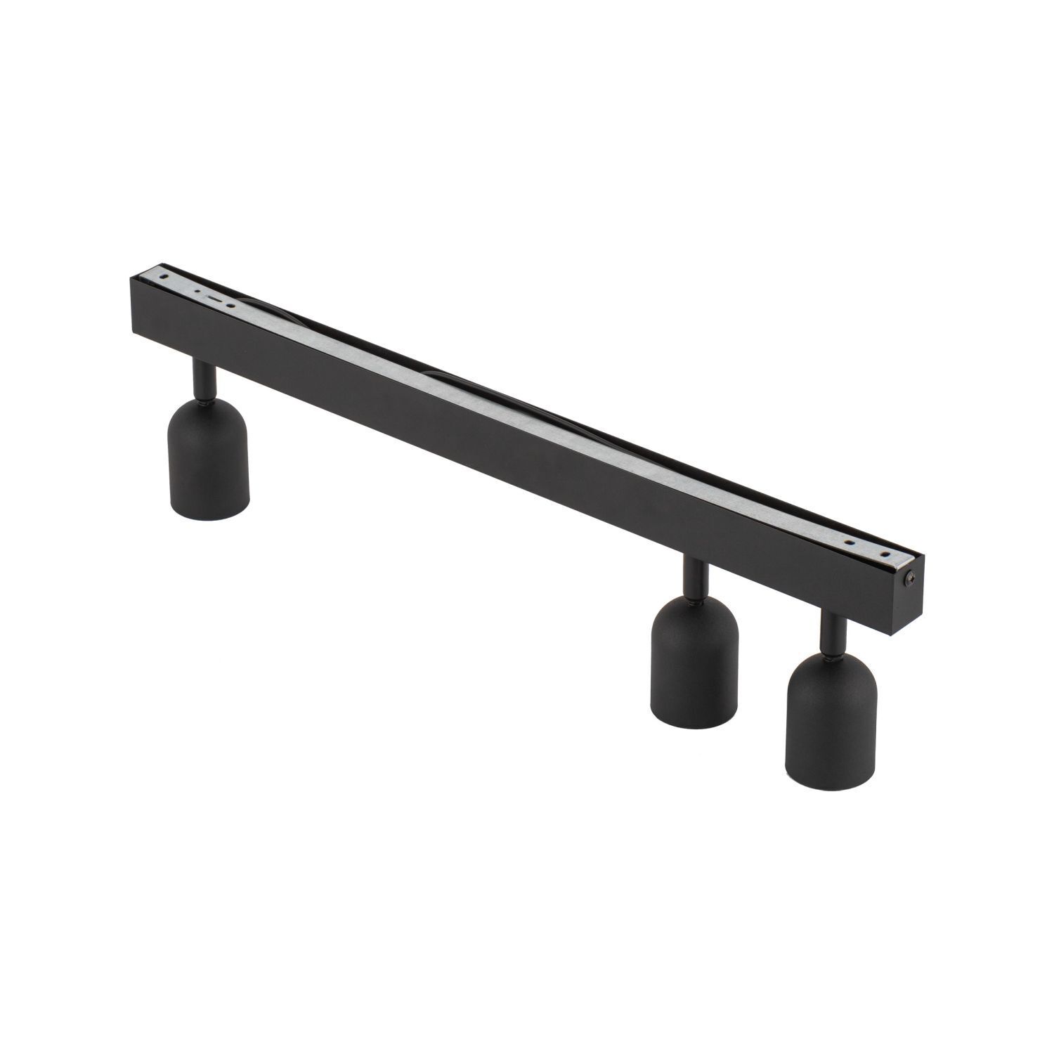 Plafonnier noir 74 cm de long GU10 métal 3-flammes