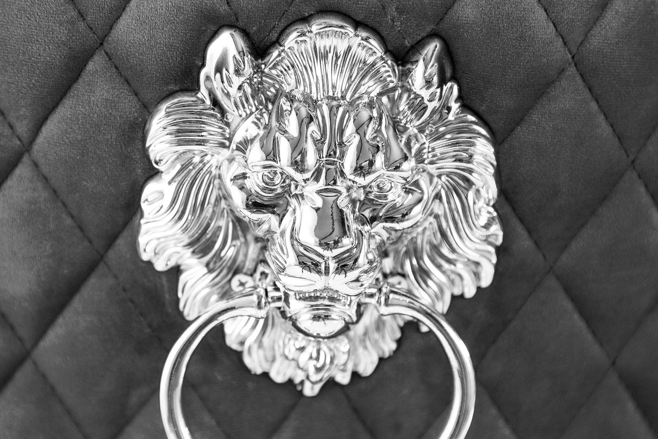 Chaise de salle à manger Gris Argent en velours Acier inoxydable Chesterfield Zubehör, Emblem, Symbol, Silber