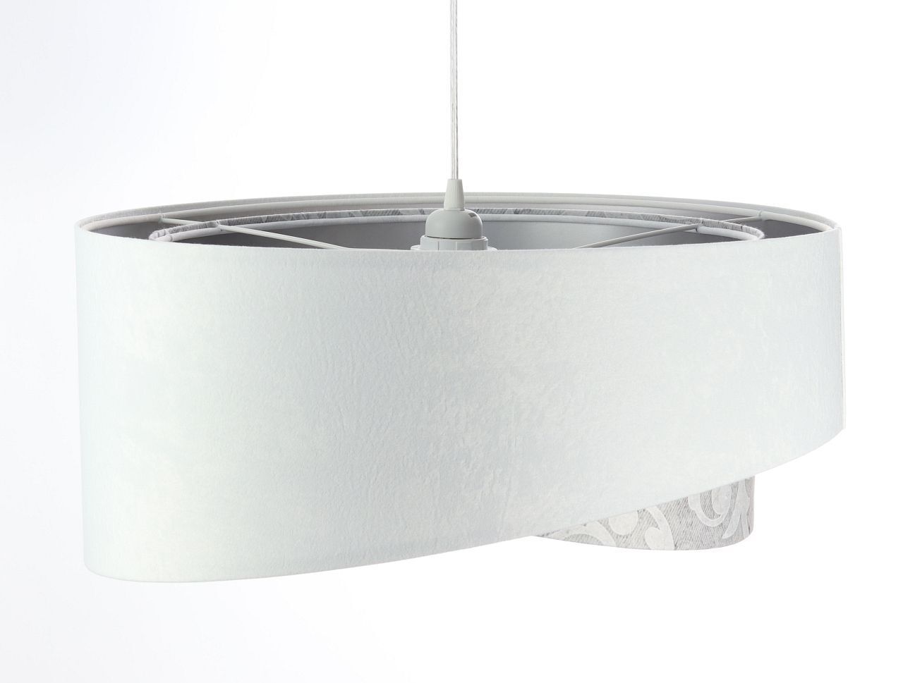 Suspension Blanc Gris Argent E27 rond D : 50 cm Tissu