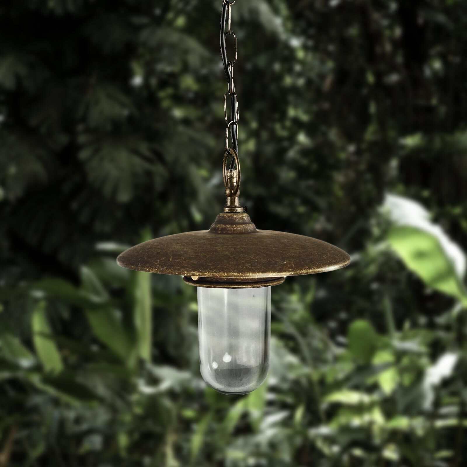 Suspension extérieure IP44 laiton verre E27 Ø 25 cm