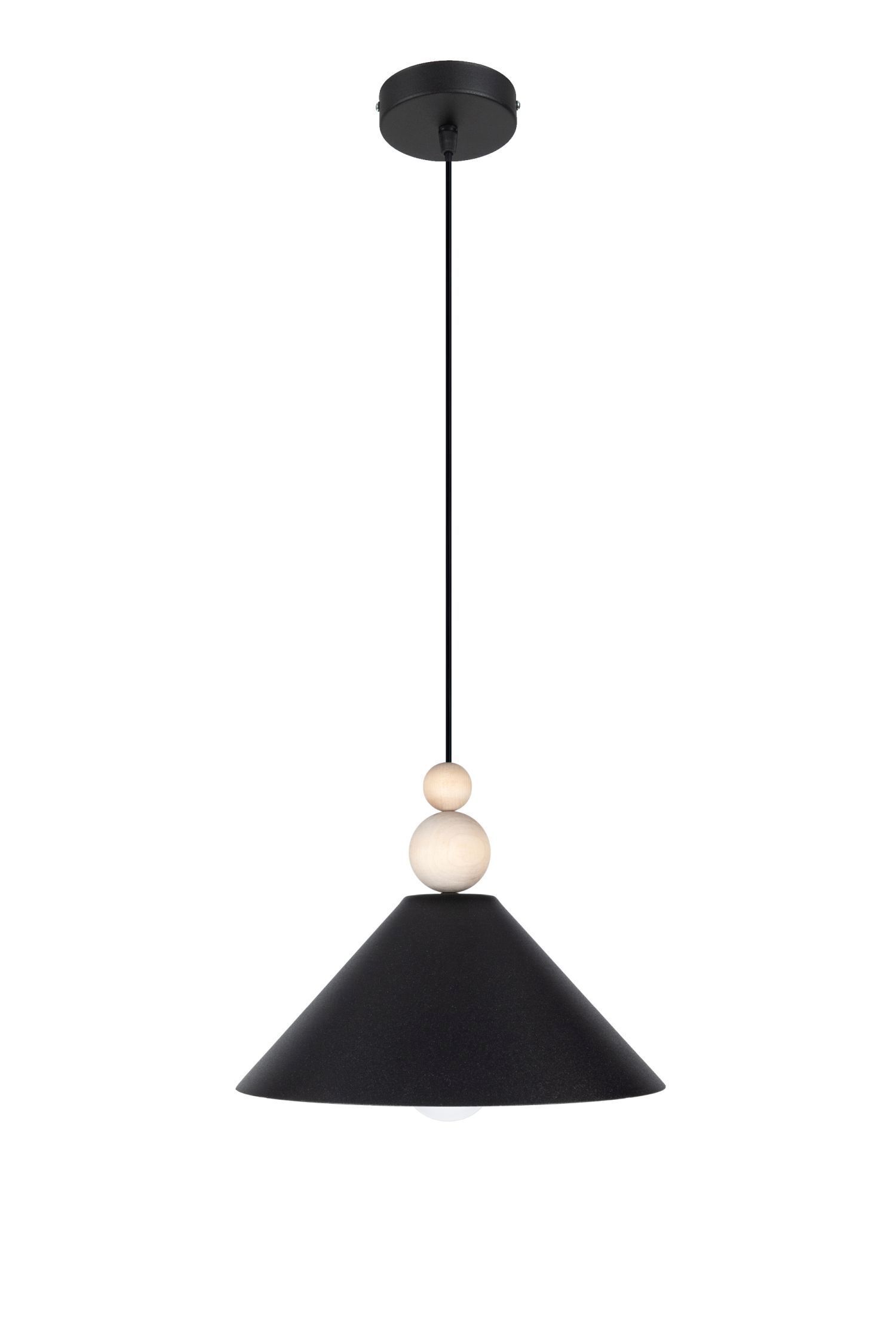 Suspension noire bois métal Ø26 cm E27 cosy