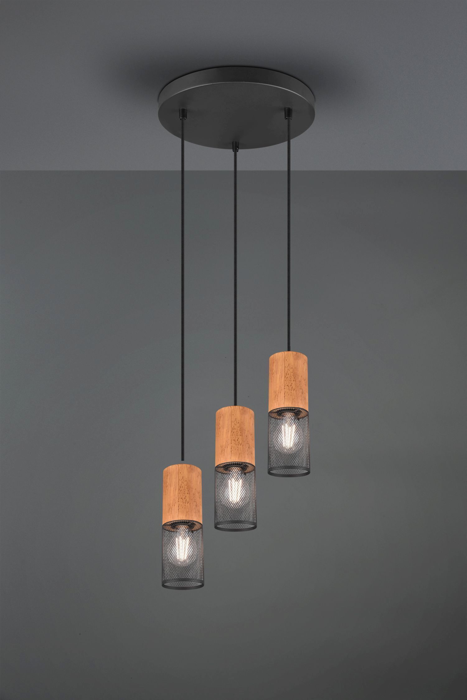 Suspensions en bois et métal E27 Ø28 cm 3-flamme