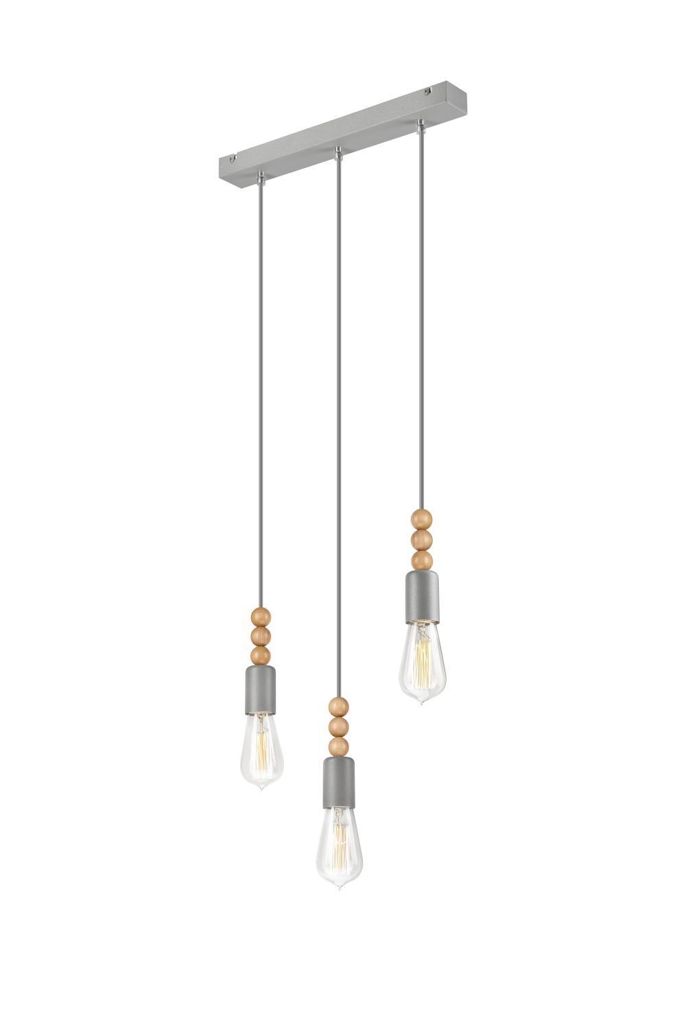 Suspension argent bois longue table à manger 3-flmg