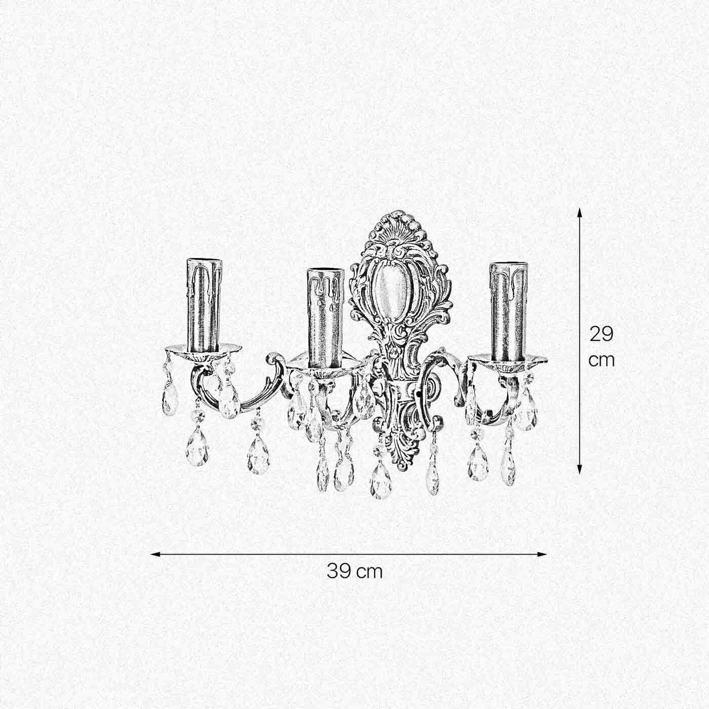 Applique murale en bronze clair 3-flamme E14 laiton art nouveau Leuchter, Lampe