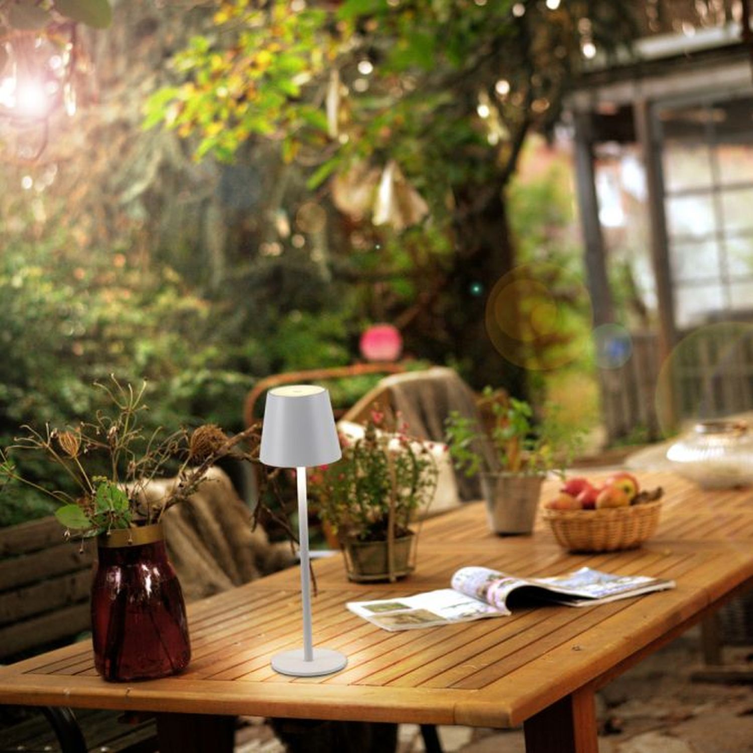 Lampe de table LED rechargeable Métal IP54 Touch Variation 3000 K