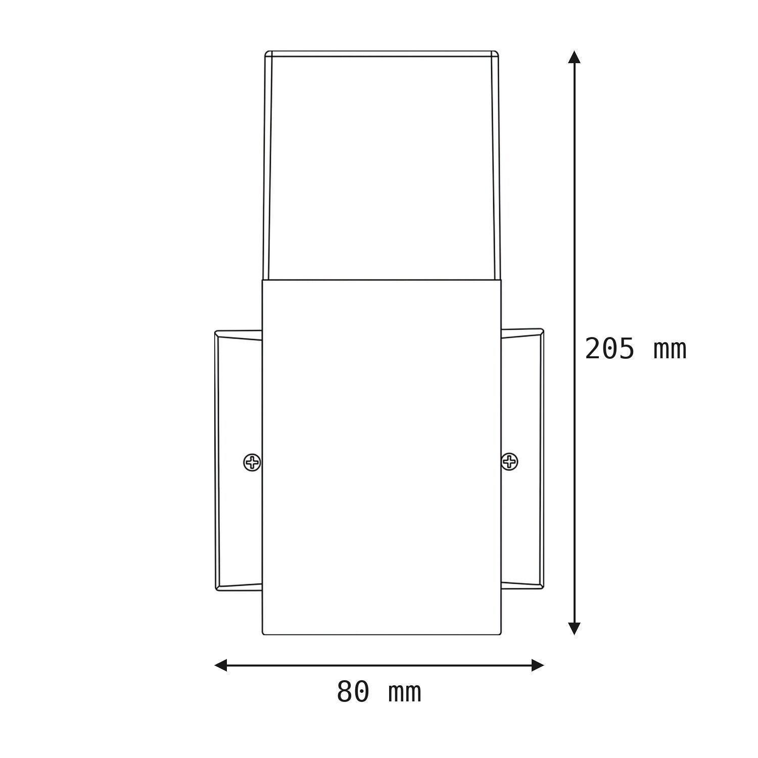 le51345-wandlampe-garten-terrasse-aussen-kunststoff-aluminium-modern-e27-ip44-grau-anthrazit-05 Wandlampe, Wand-Sconce, Metall, quaderförmiger Schirm, Abmessungsdiagramm