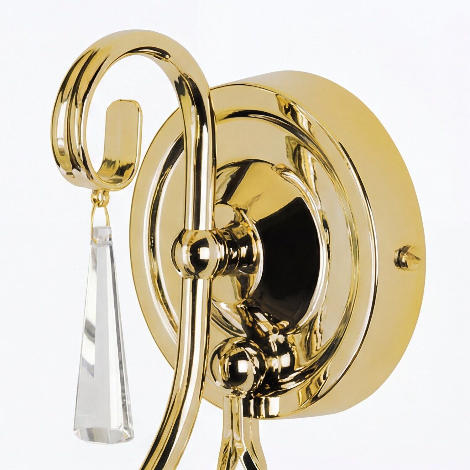 wandleuchte-wandlampe-candela-2-flammig-messing-poliert-klassisch-05 gold, Wandlampe, Messing, Kristallanhänger, Wand-Sconce