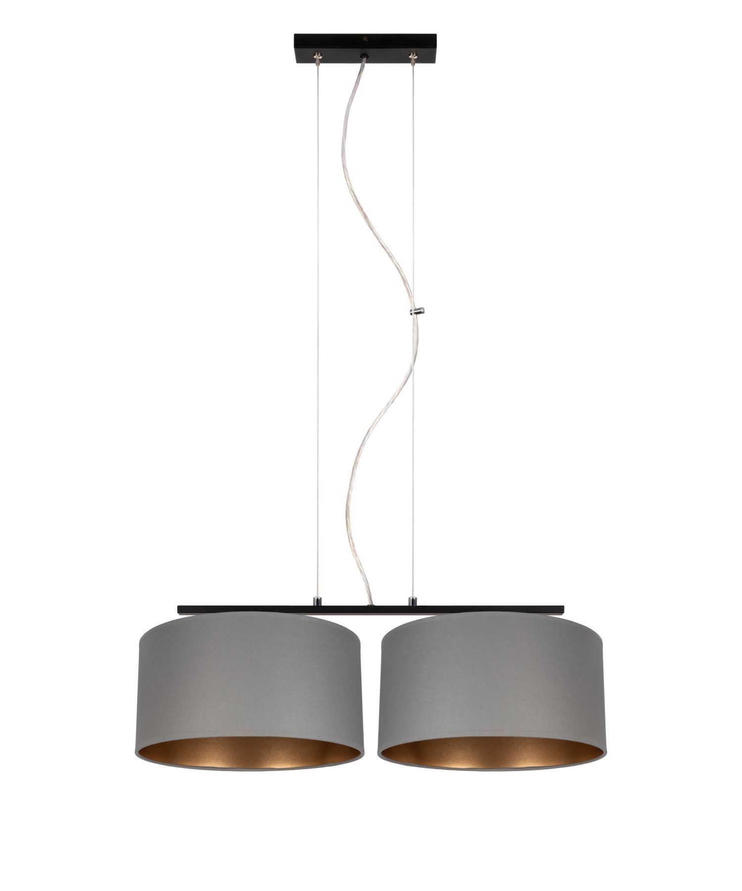 Tissu Lampe à suspendre éblouissante graphite or E27 70 cm de long