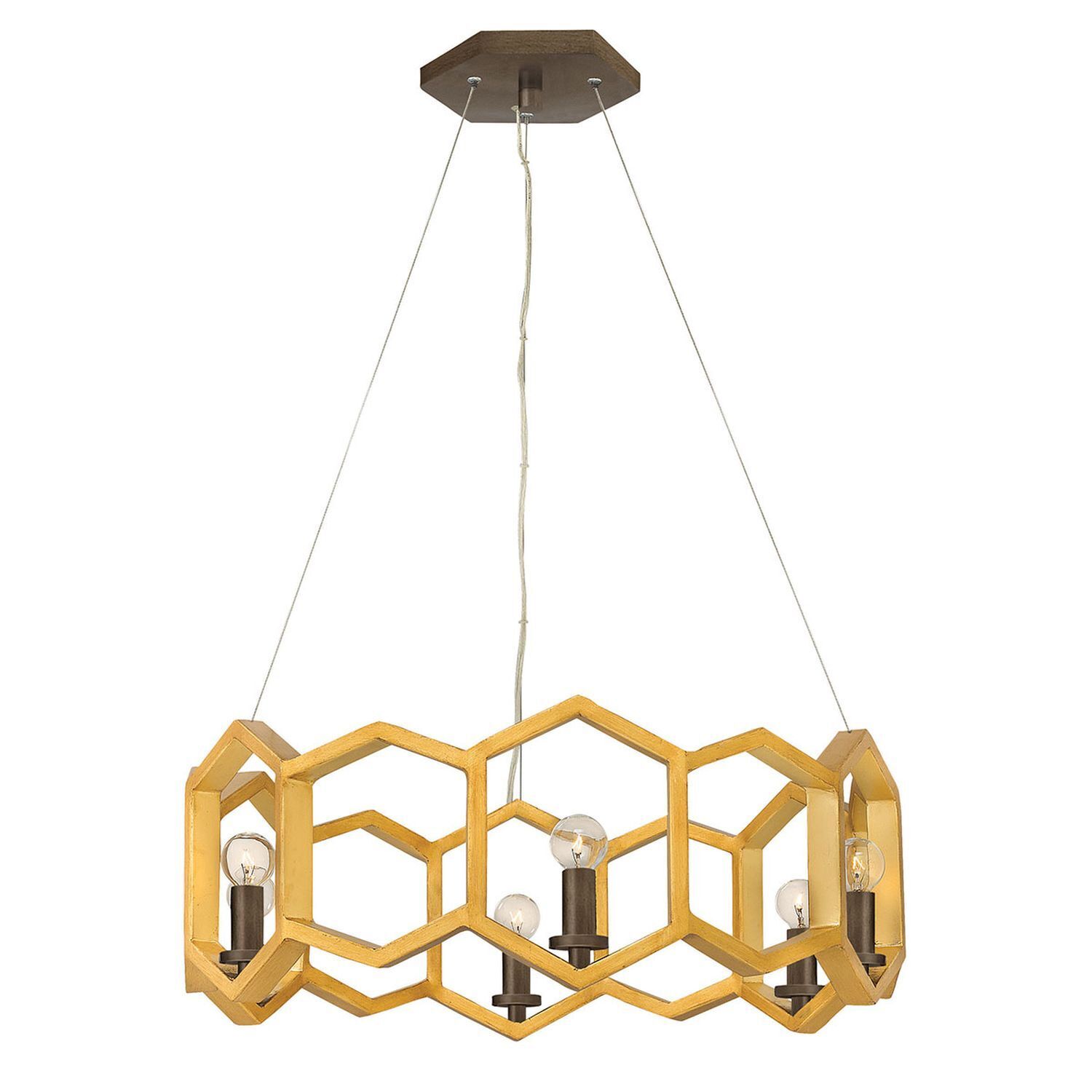 Lampe à suspendre JANNE Gold Ø77cm 6xE14 Lampe hexagonale