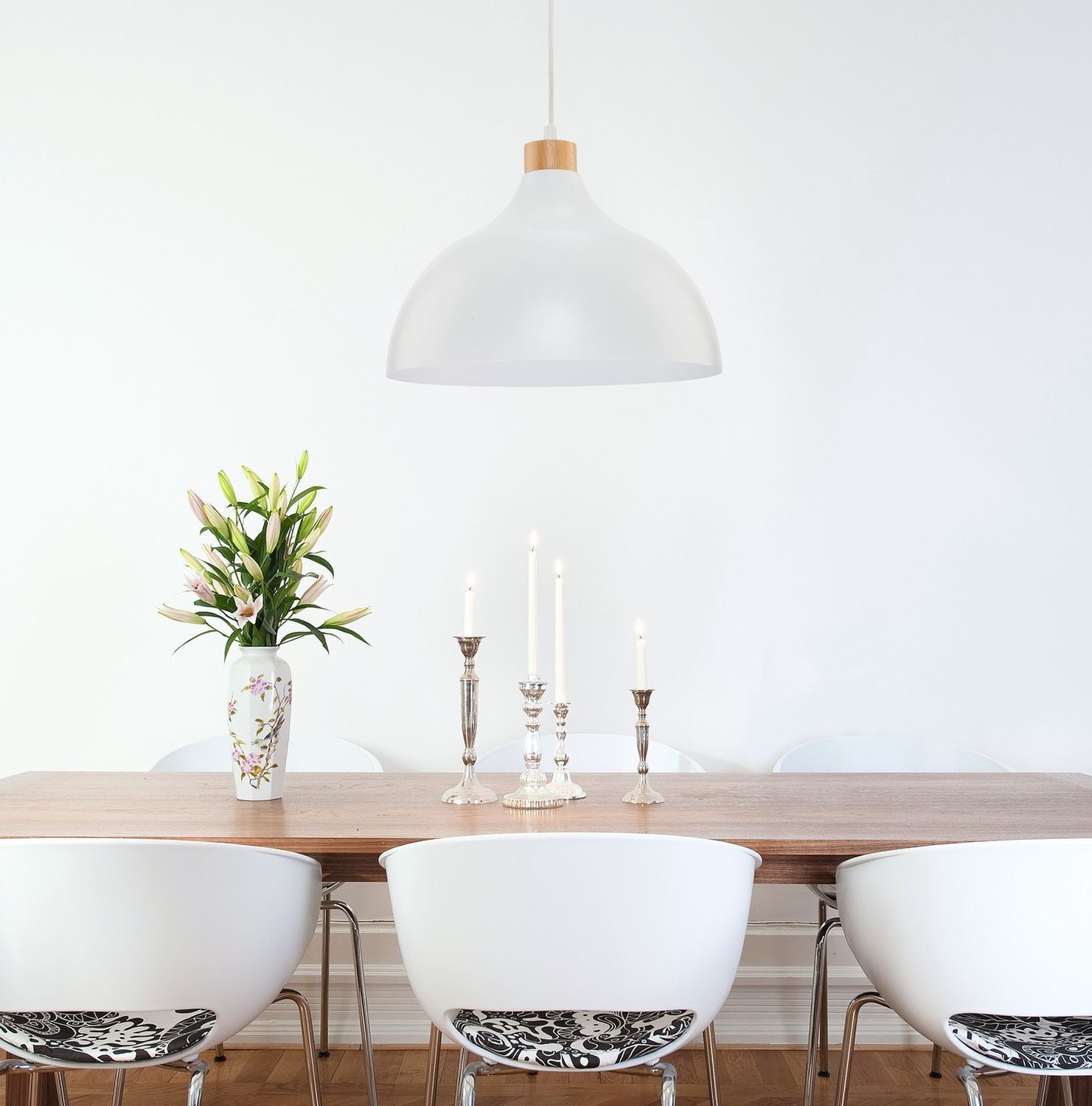 Lampe à suspendre sobre HELMA Blanc Rétro rond Ø33cm