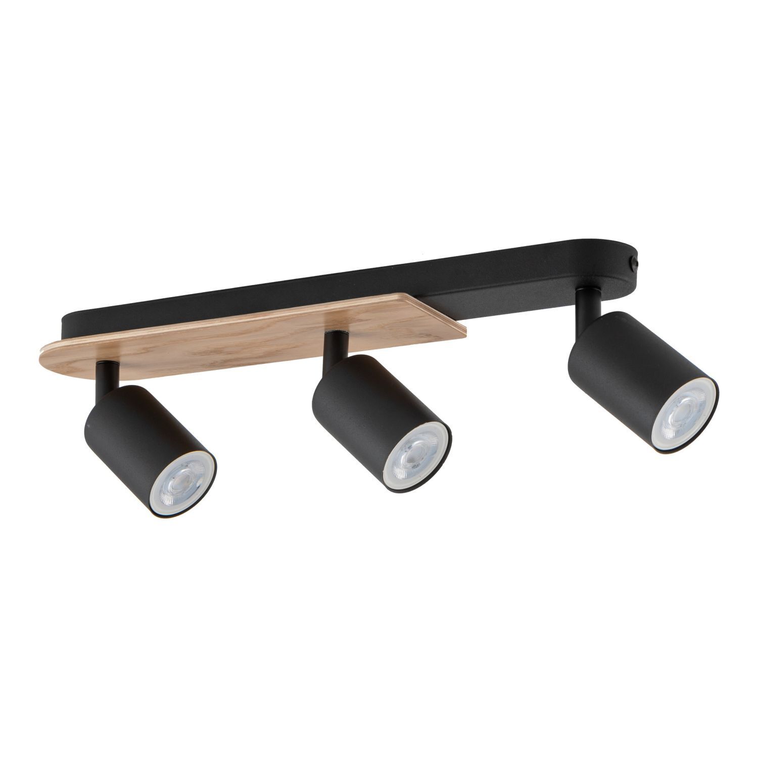 Spot à poser 3 flammes GU10 51 cm Métal Bois Moderne