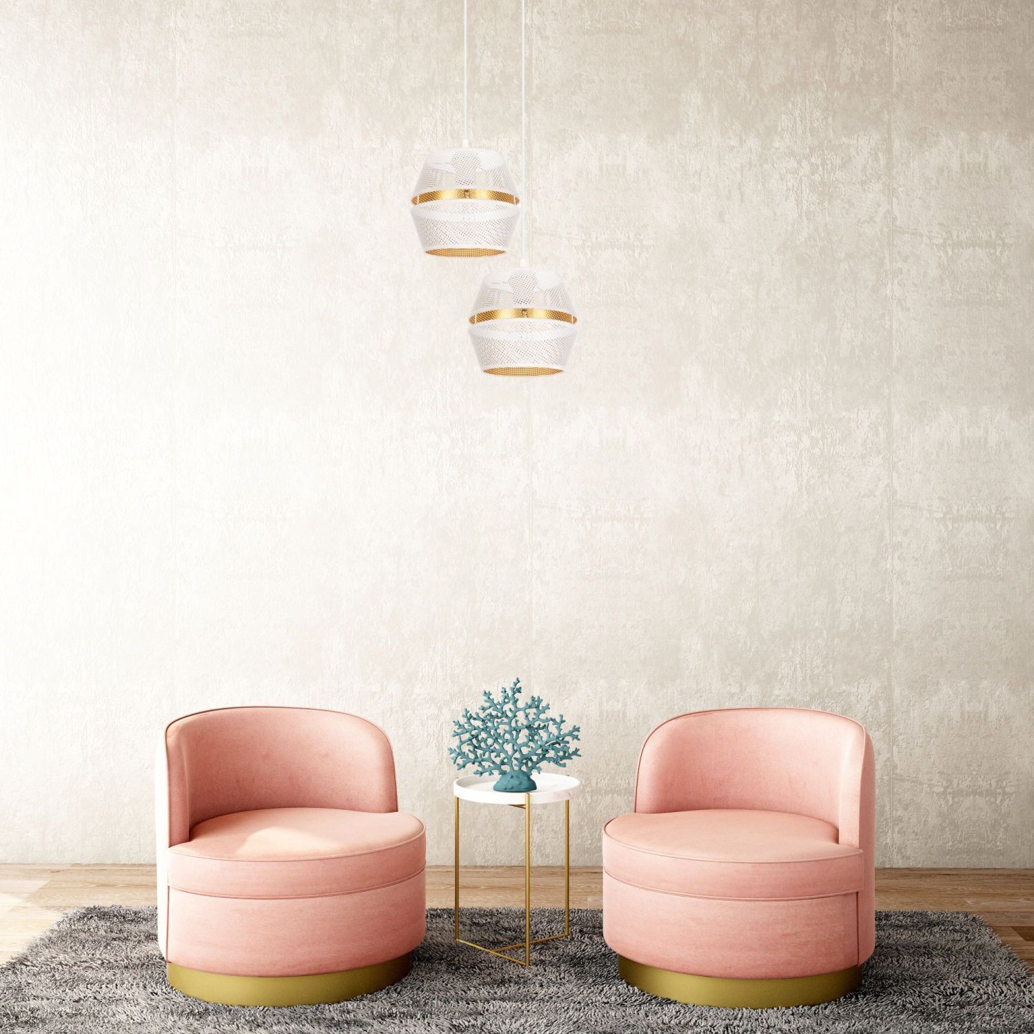 Hängelampe Metall Schwarz Gold E27 70 cm lang 3-flammig Moebel