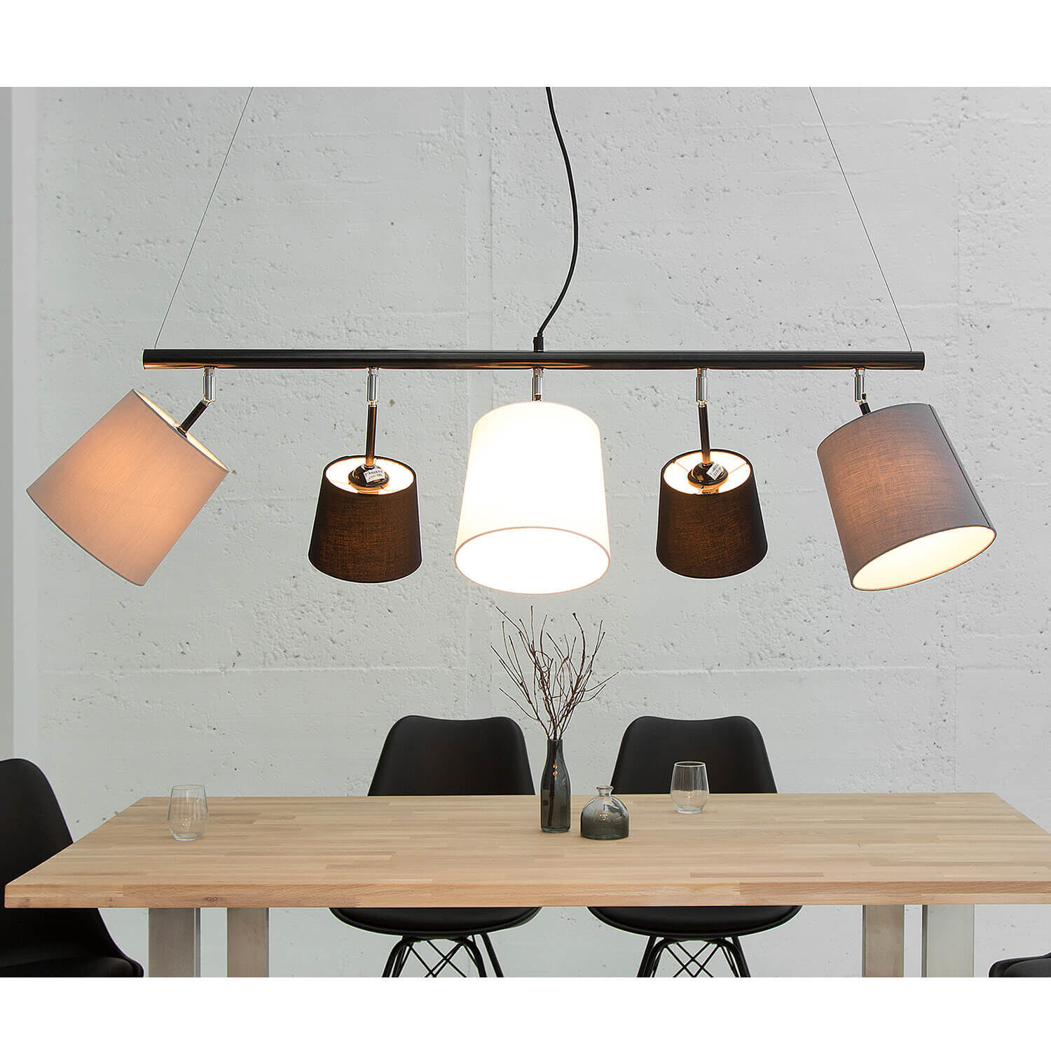 Pendelleuchte lang E14 Modern Design stylisch Lampe, Tabelle, Esstisch, Tischplatte, Stuhl