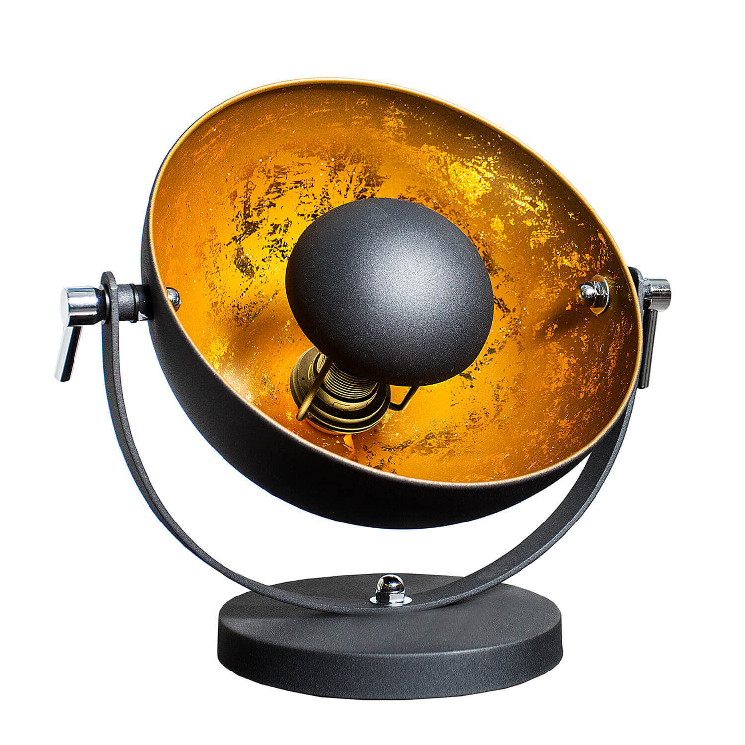 Lampe de table exceptionnelle Rétro ronde Noir Or Beleuchtung, Elektrisches Gerät, Mikrofon