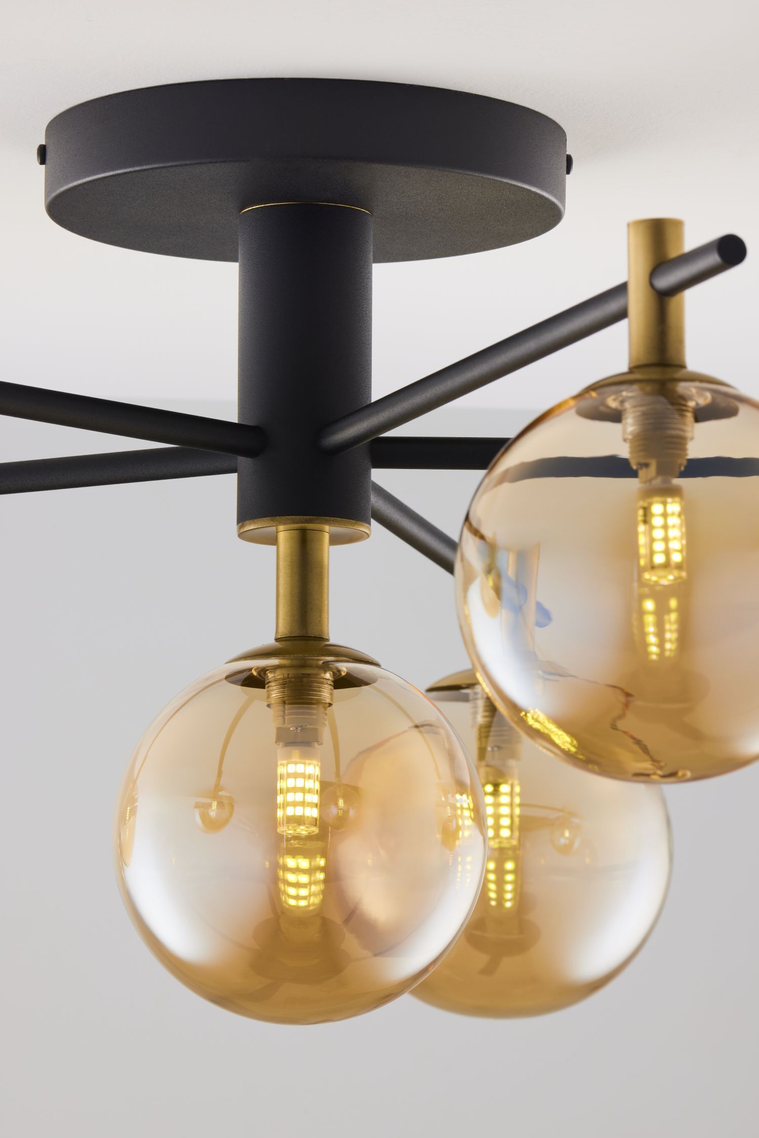 Plafonnier verre ambre métal G9 6 flammes Leuchte, Kronleuchter, Lampe