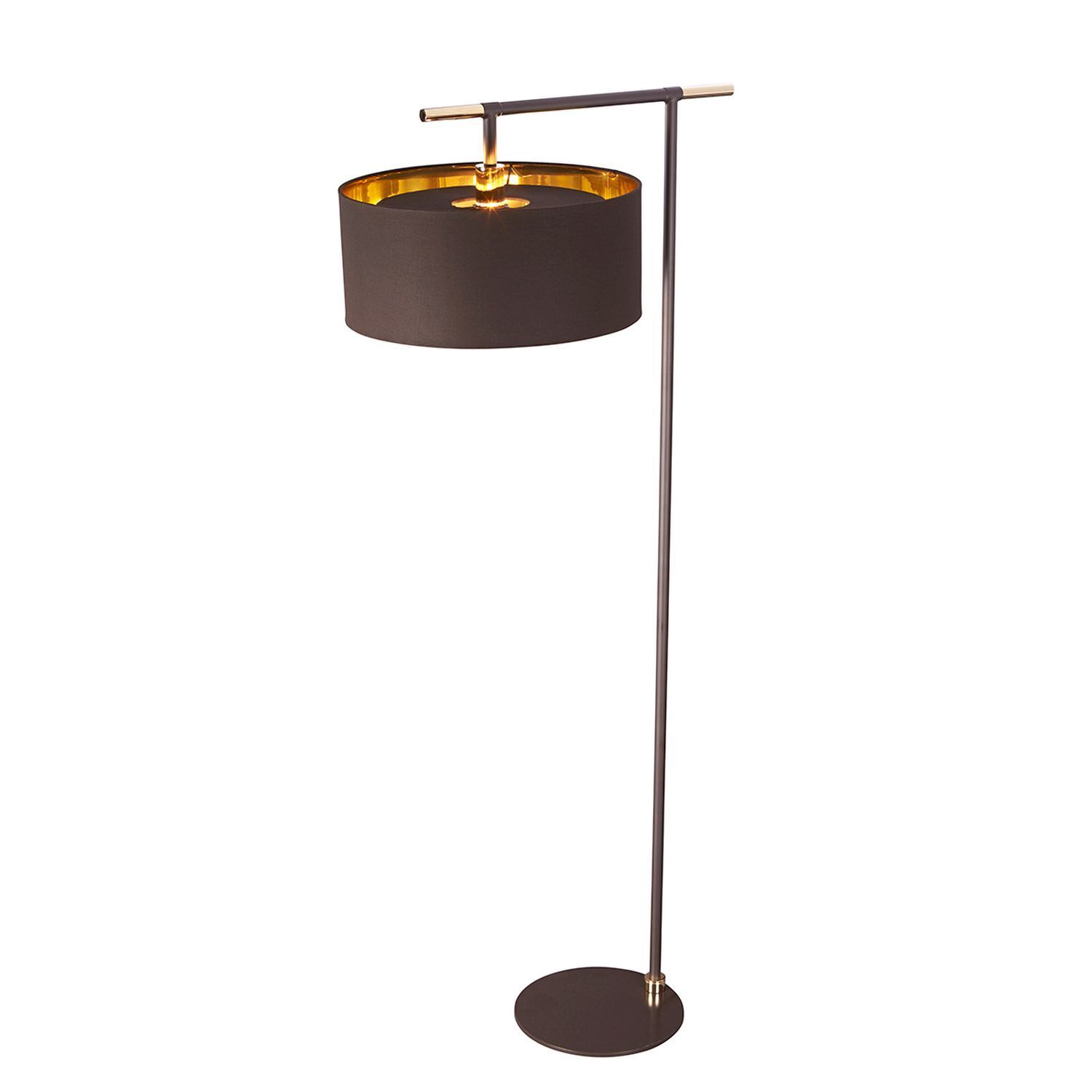 Lampadaire brun or 162cm tissu abat-jour salon