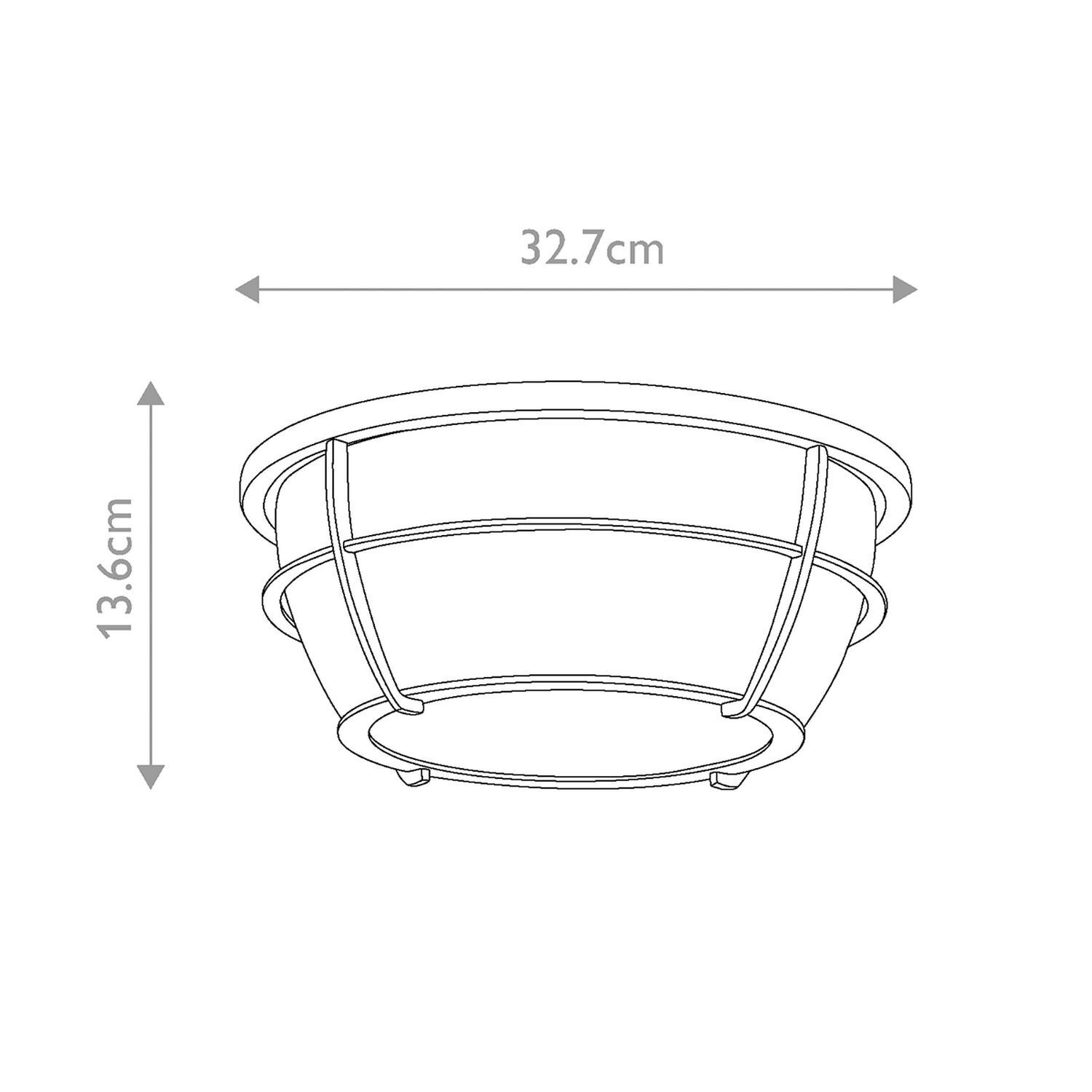 Plafonnier salle de bain métal verre E27 IP44 D : 32,7 cm rond