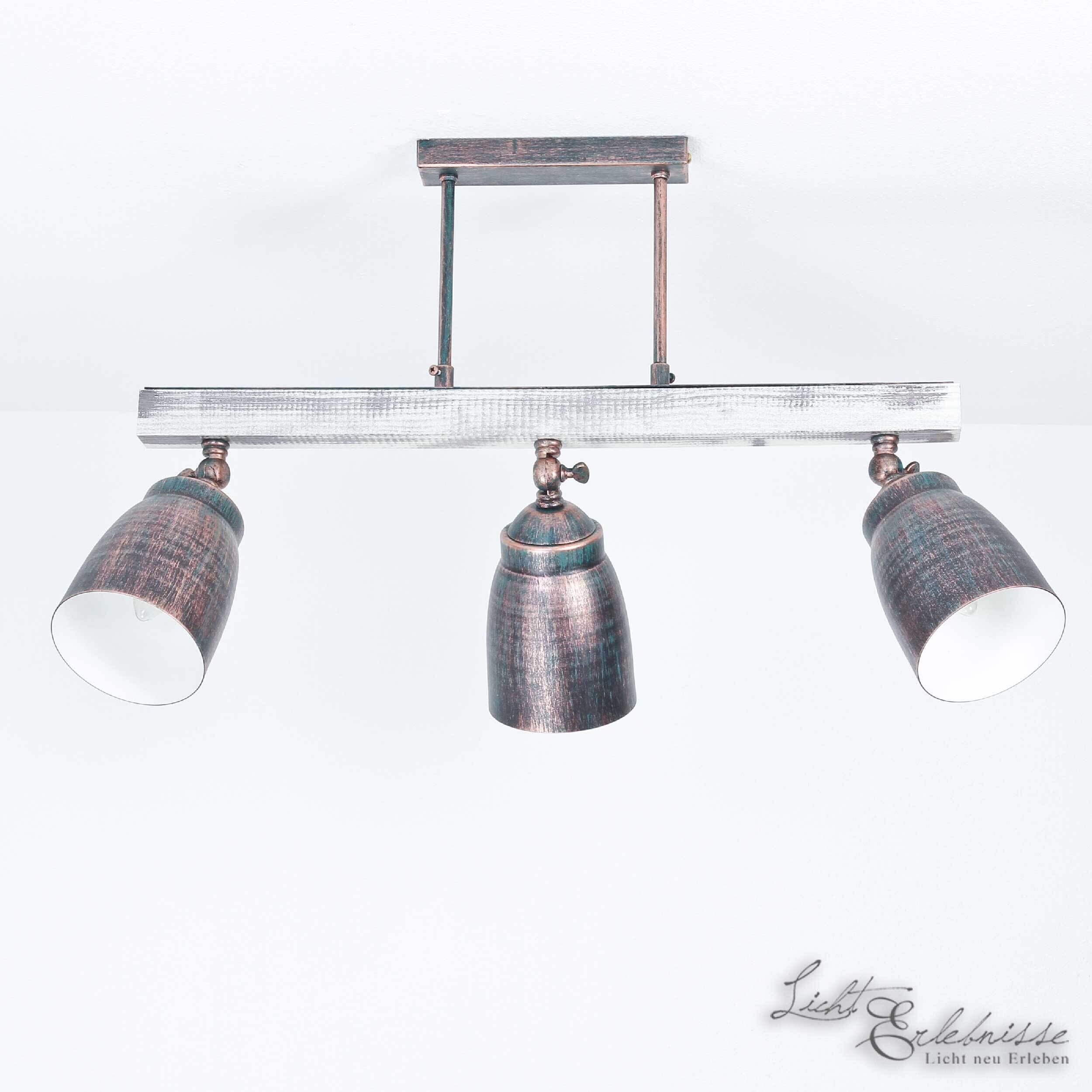 Industrie Deckenleuchte Holz Metall schwenkbar ALEJO Lampe, Beleuchtung, Leuchte