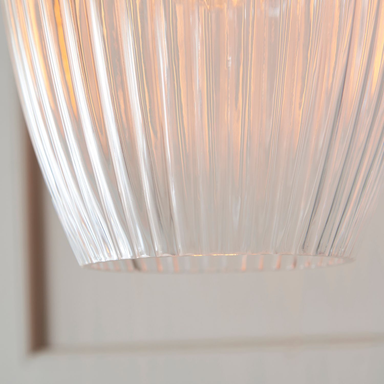 Lampe à suspendre verre cannelé métal Ø 21 cm nickel brillant E27