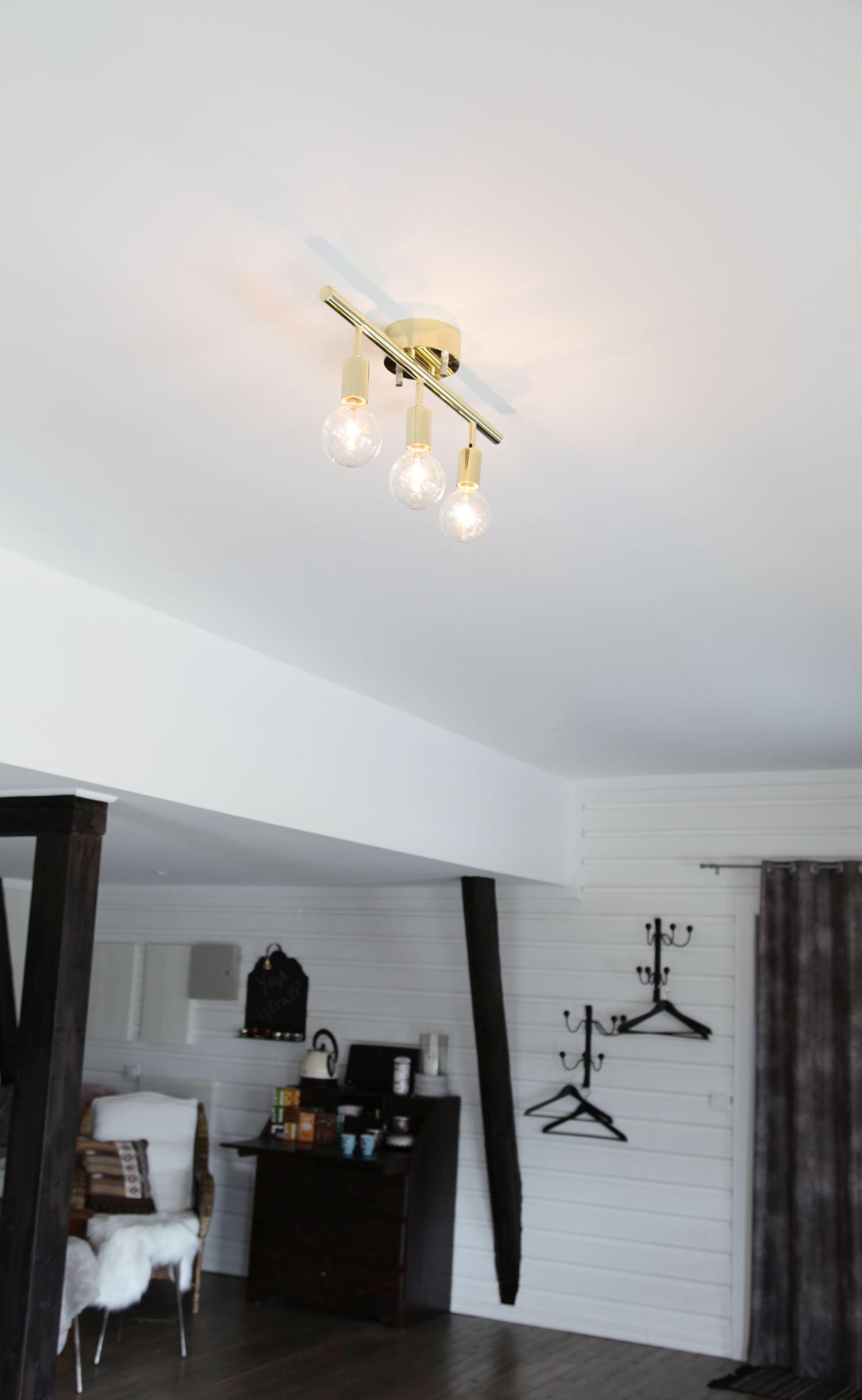 Deckenlampe, Hängelampe, Glühbirnen, Goldfarben, Wohnzimmer