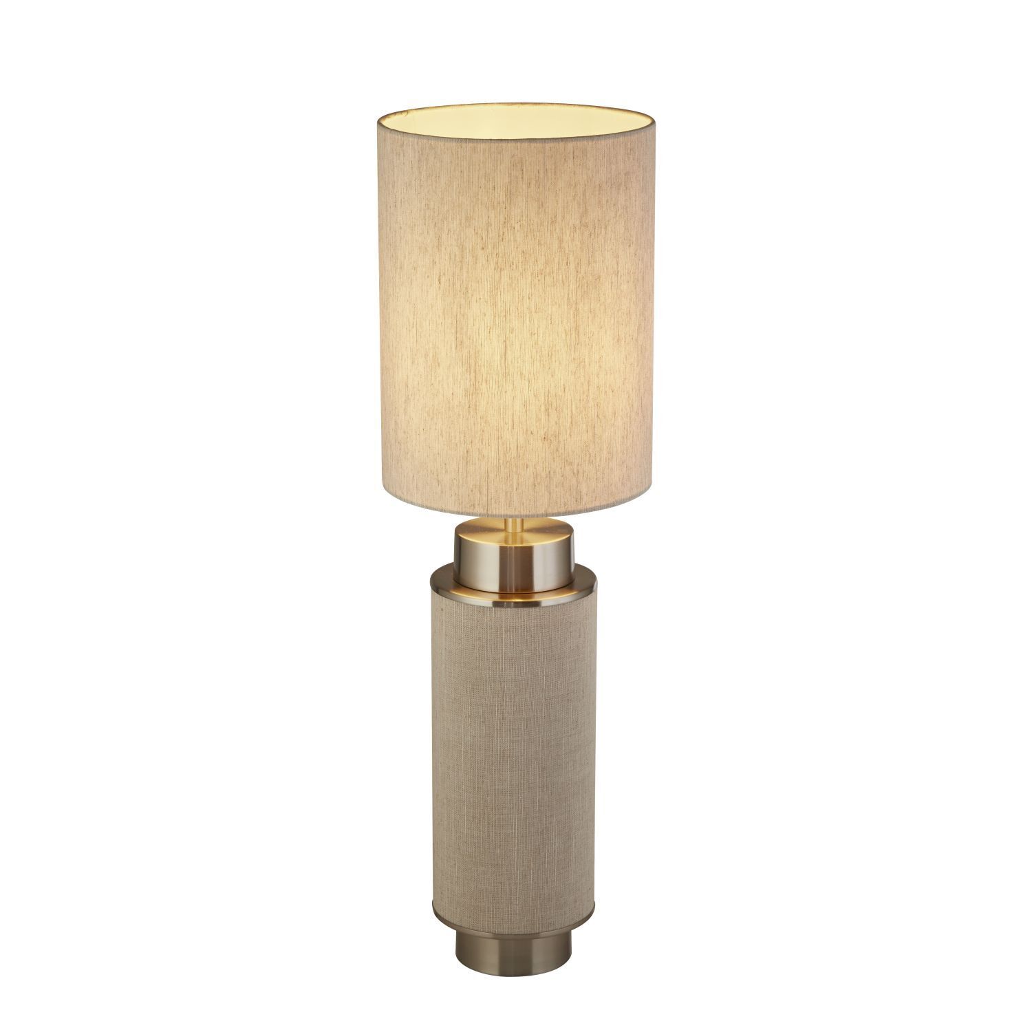Lampe de table tissu métal hauteur 72 cm gris-beige nickel E27