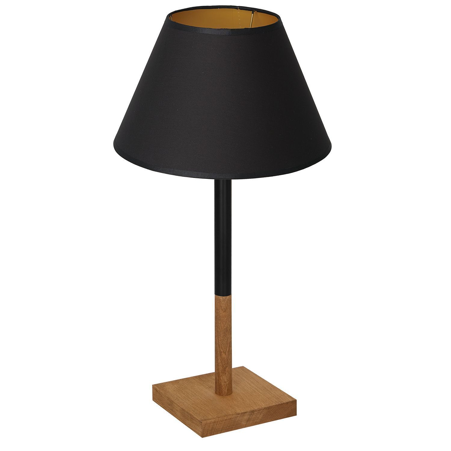 Lampe de chevet tissu bois noir naturel or 56 cm E27