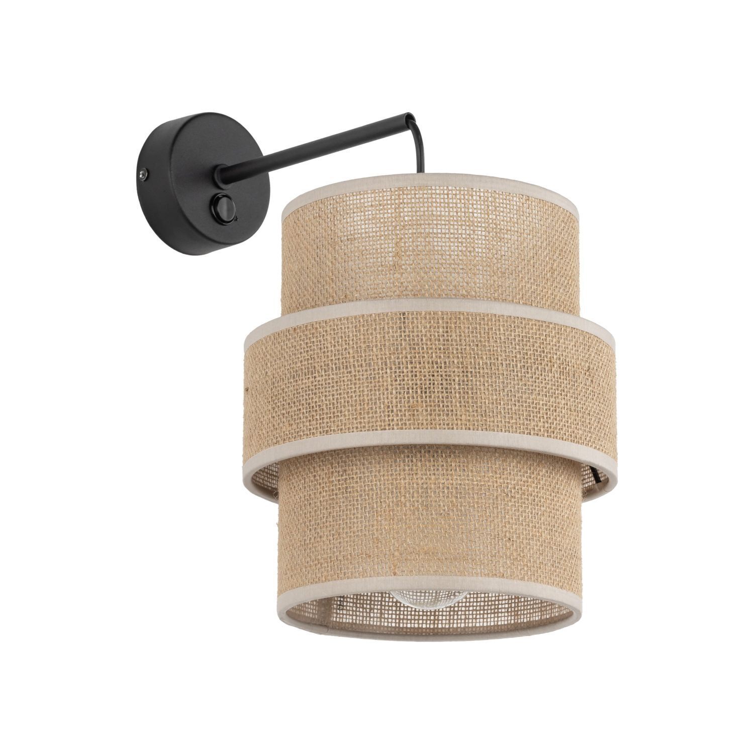 Applique avec interrupteur H : 33 cm Jute Métal E27 Moderne Lampe