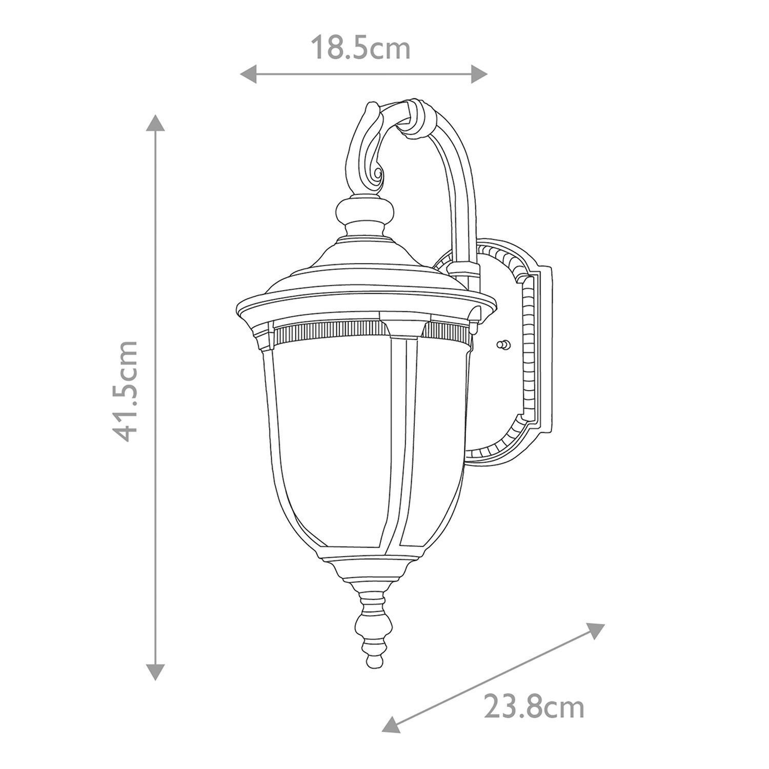 Applique extérieure en bronze verre alu IP44 41,5 cm de haut Vintage